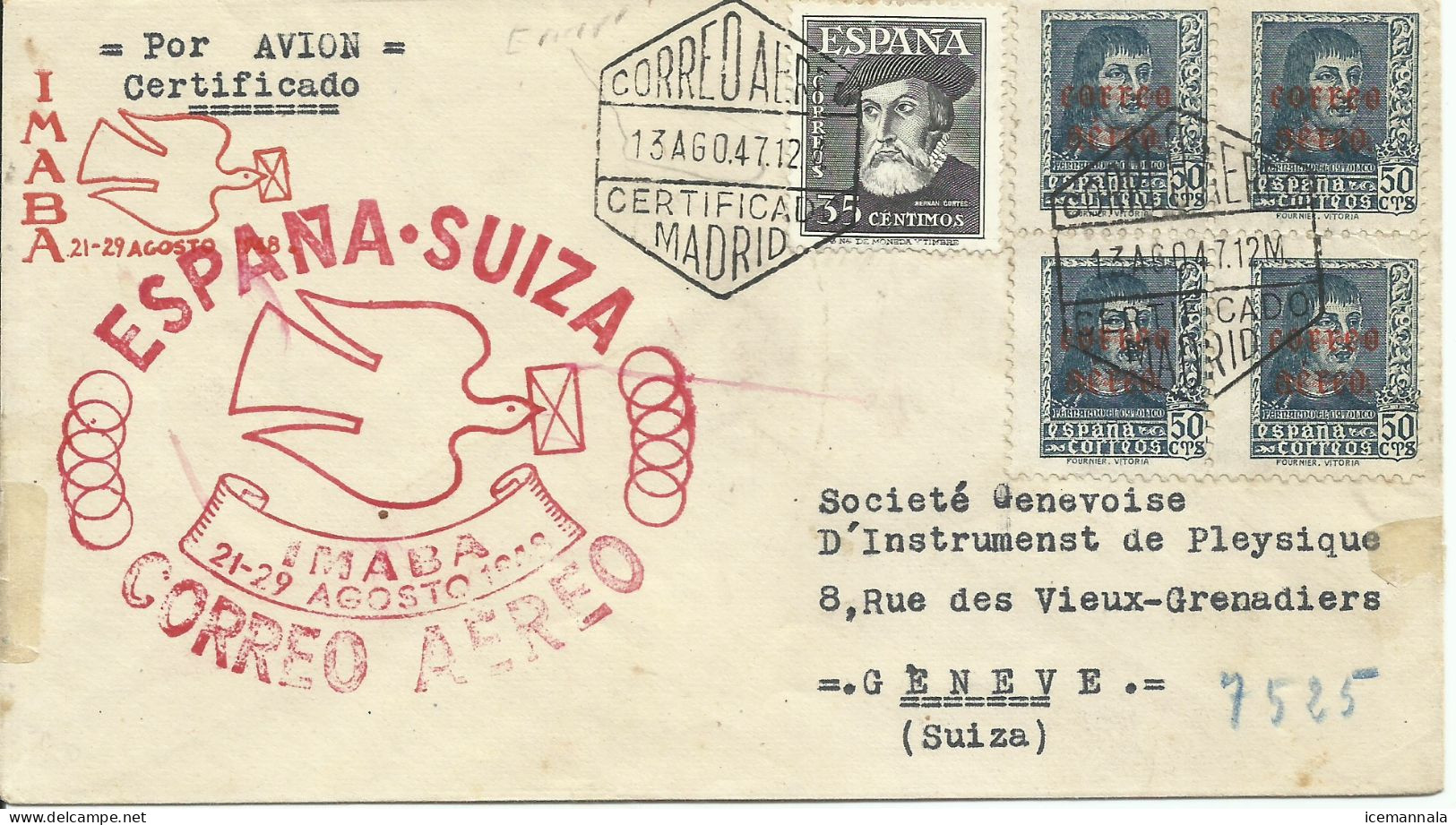 ESPAÑA, SOBRE  CONMEMORATIVO  AÑO 1948 - Lettres & Documents