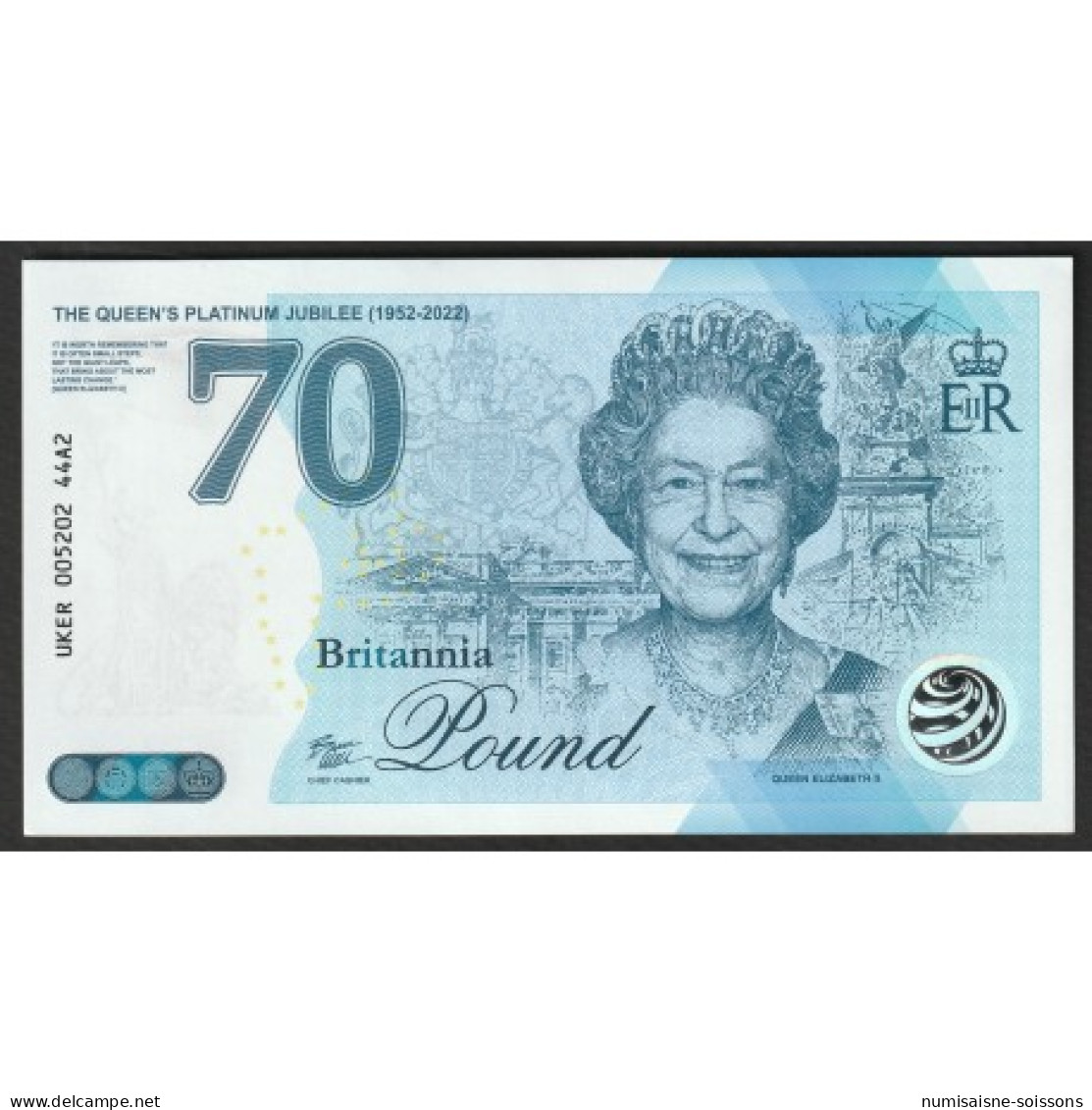 BRITANIA POUND - 70 - ELISABETH II - THE QUEEN'S PLATINIUM JUBILEE(1952-2022) - VERSION 1 - BILLET FANTAISIE - Sonstige & Ohne Zuordnung