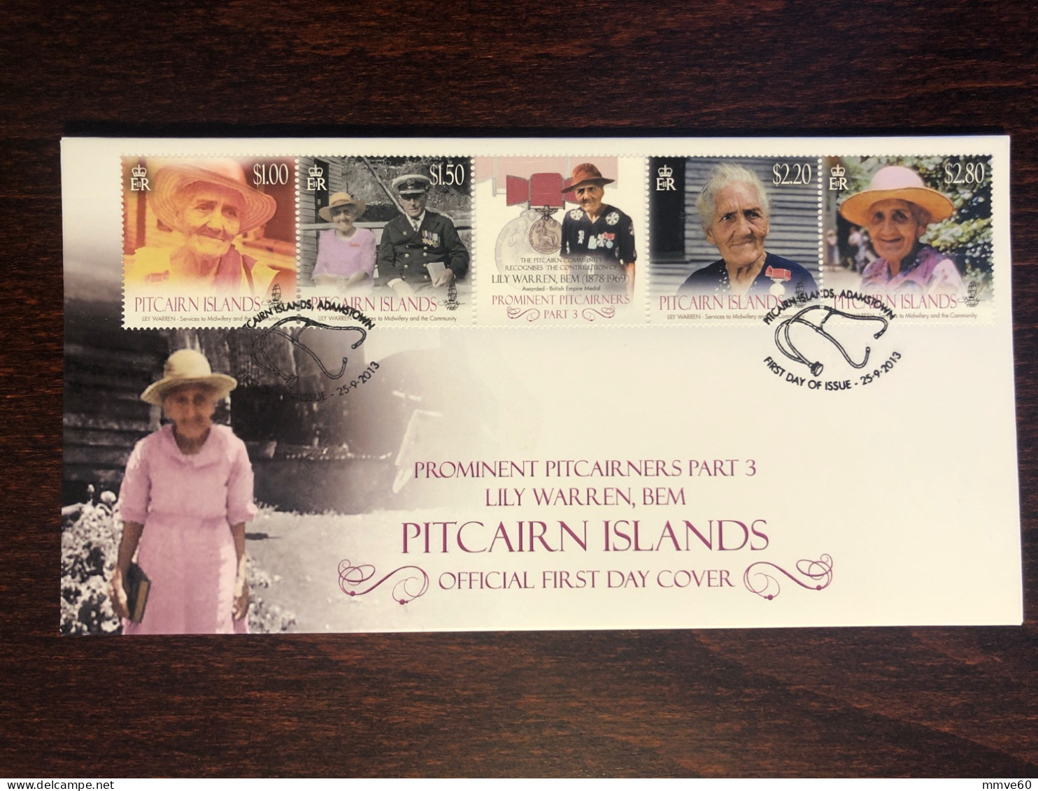 PITCAIRN ISLAND FDC COVER 2013 YEAR RED CROSS MIDWIVES NURSE HEALTH MEDICINE STAMPS - Pitcairn Islands