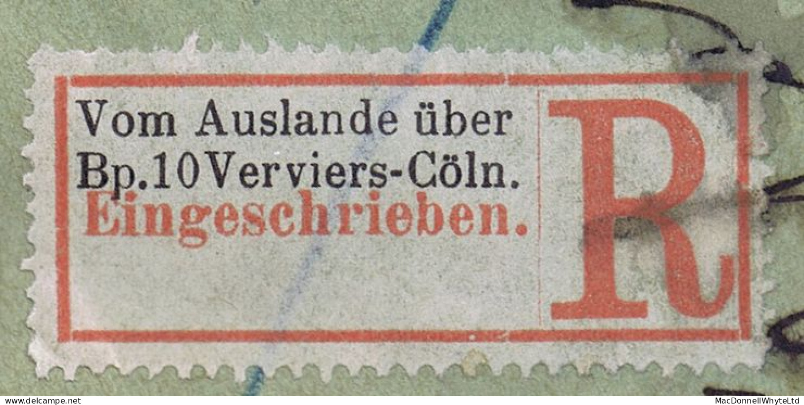 Great Britain Registered Railway 1900 Reg Cover Rochester To Gothenburg With German Re-registered Label Of The Verviers - Briefe U. Dokumente