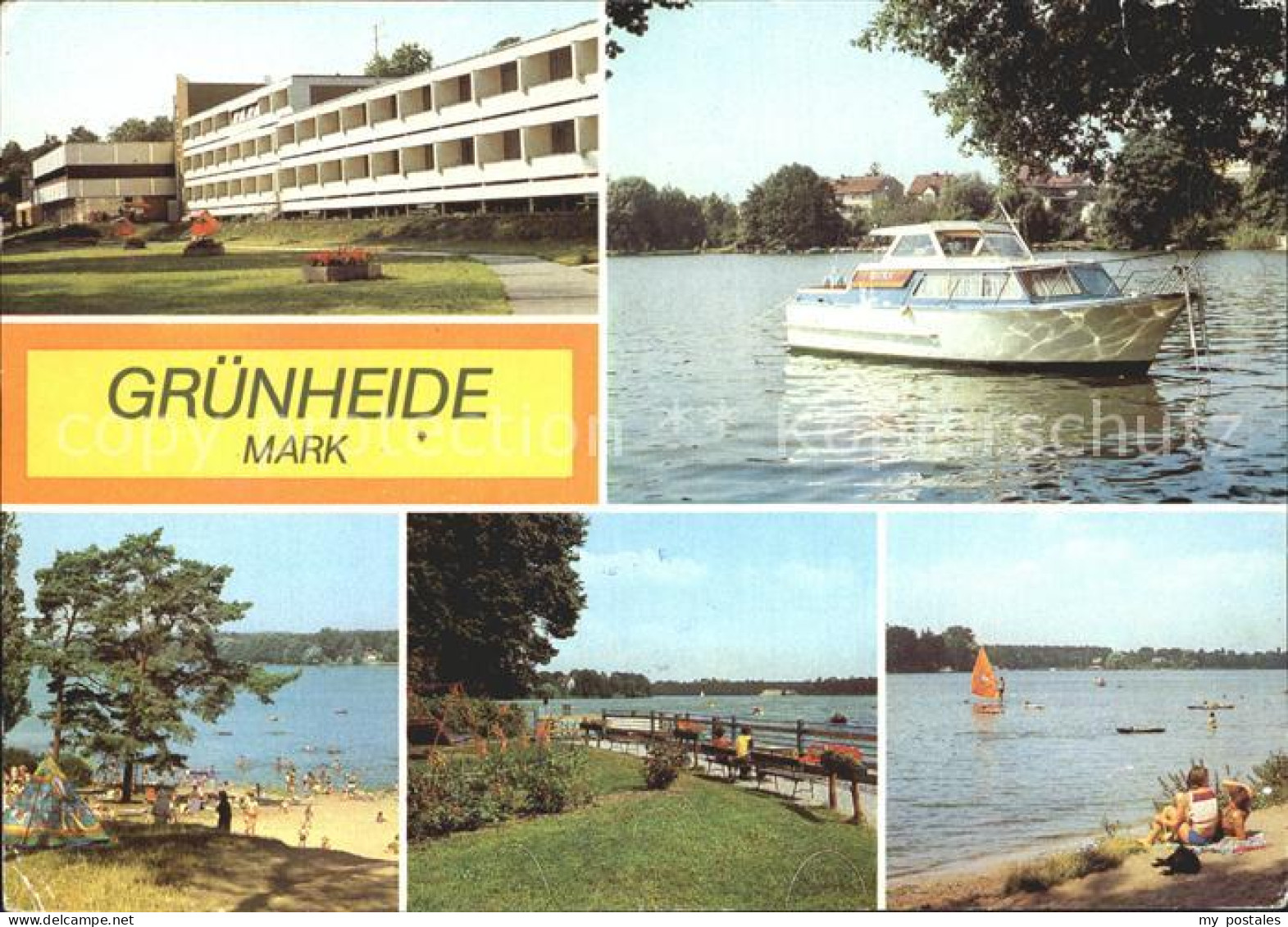 72337068 Gruenheide Mark Erholungsheim Am Werlsee Peetzsee Badestrand Motorboot  - Grünheide