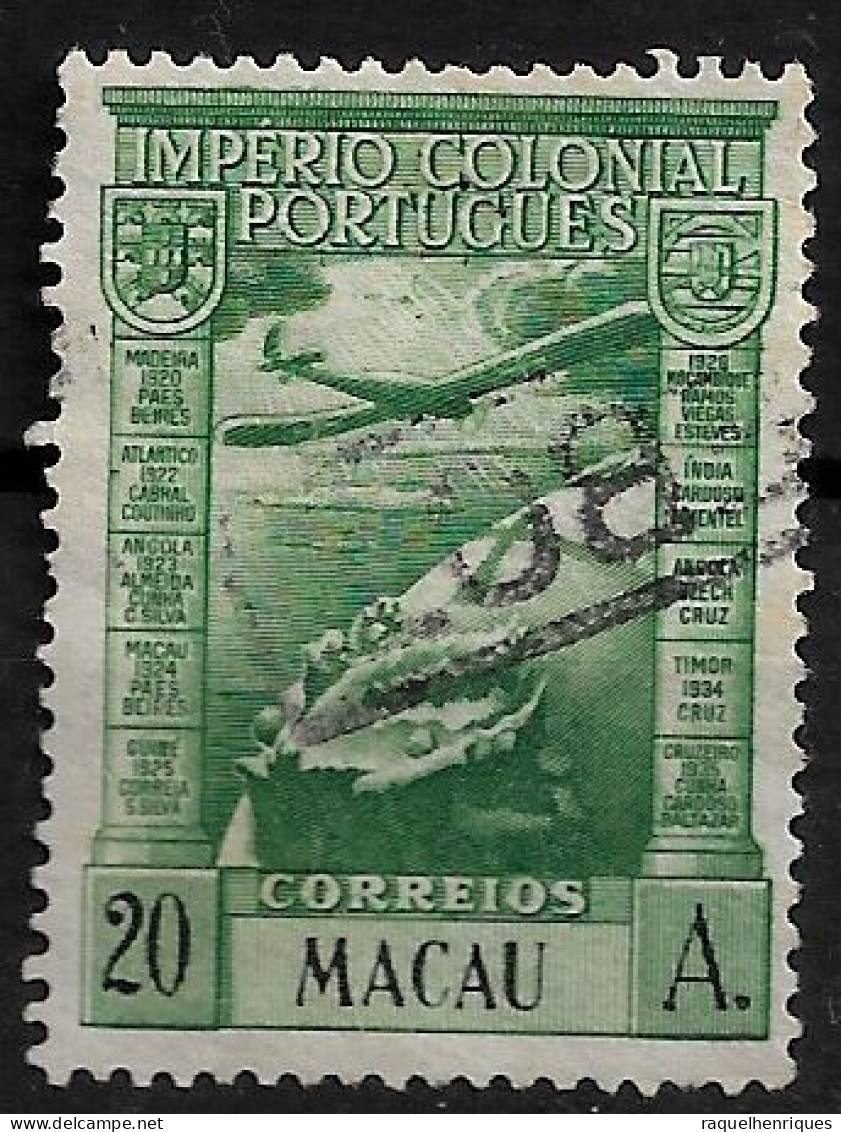 MACAU 1938 Airmail 20A CANCEL PAQUEBOT (NP#70-P11-L9) - Oblitérés