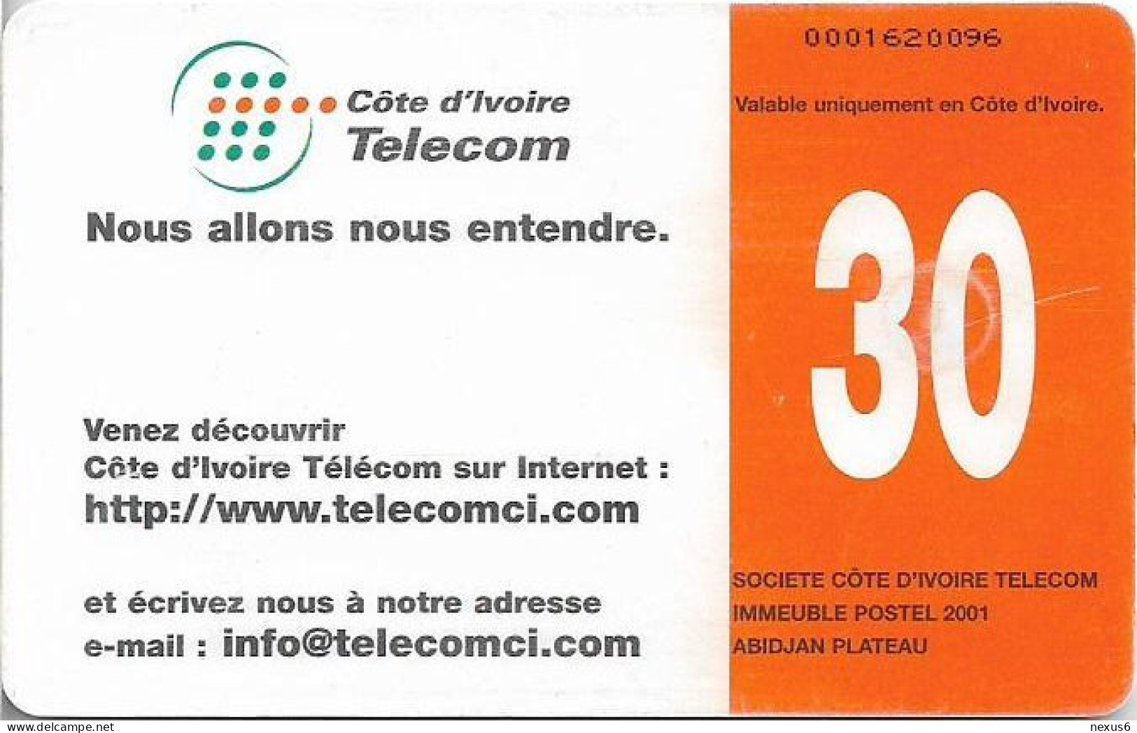 Ivory Coast - CI-Telcom - Chip - People On Telephones, Chip Gem1A Symm. Black, 30Units, Used - Costa D'Avorio