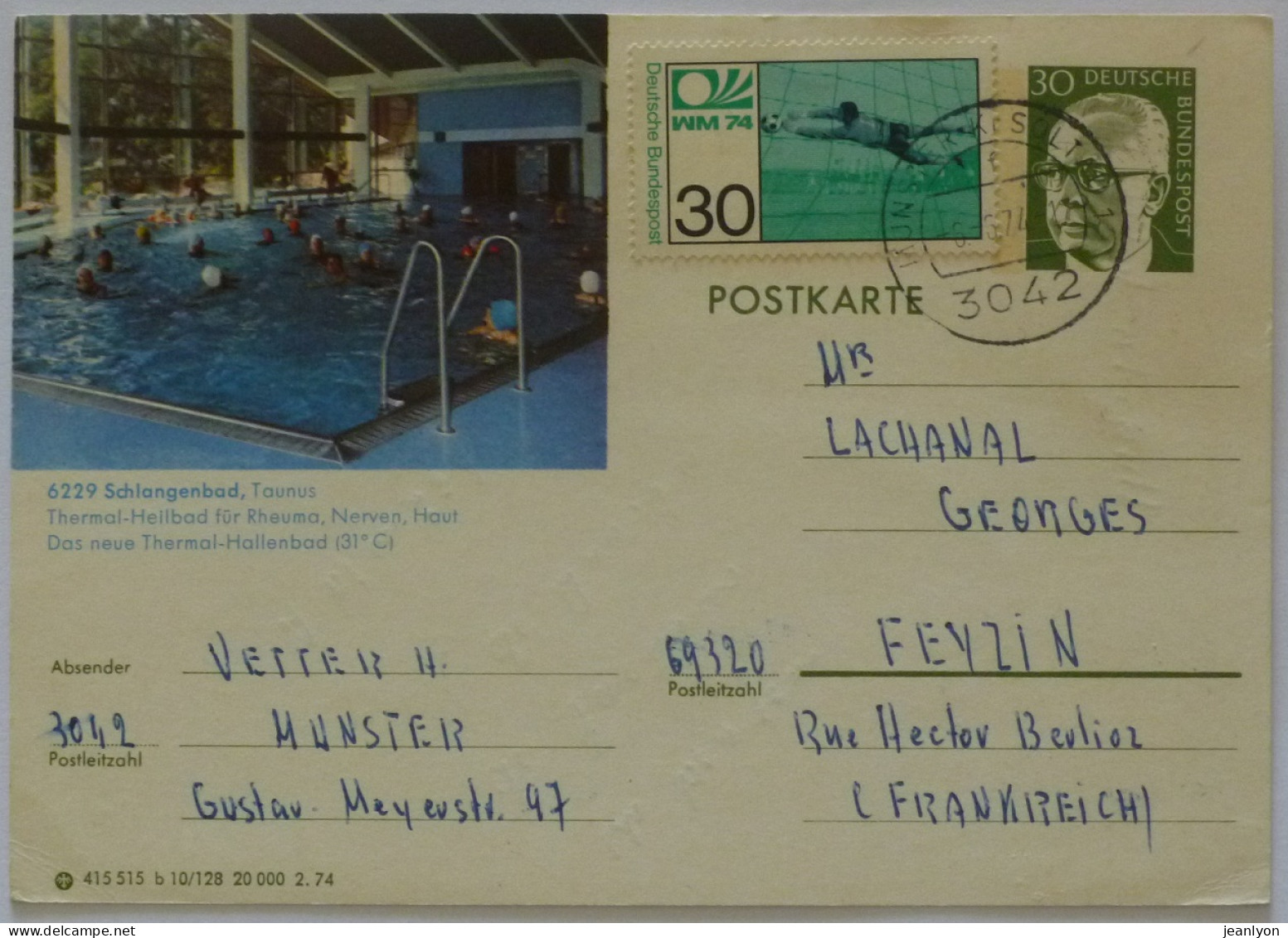 SCHLANGENBAD , TAUNUS ( ALLEMAGNE / HESSE ) - Piscine / Station Thermale - Carte Postale Avec Entier Postal - Schlangenbad