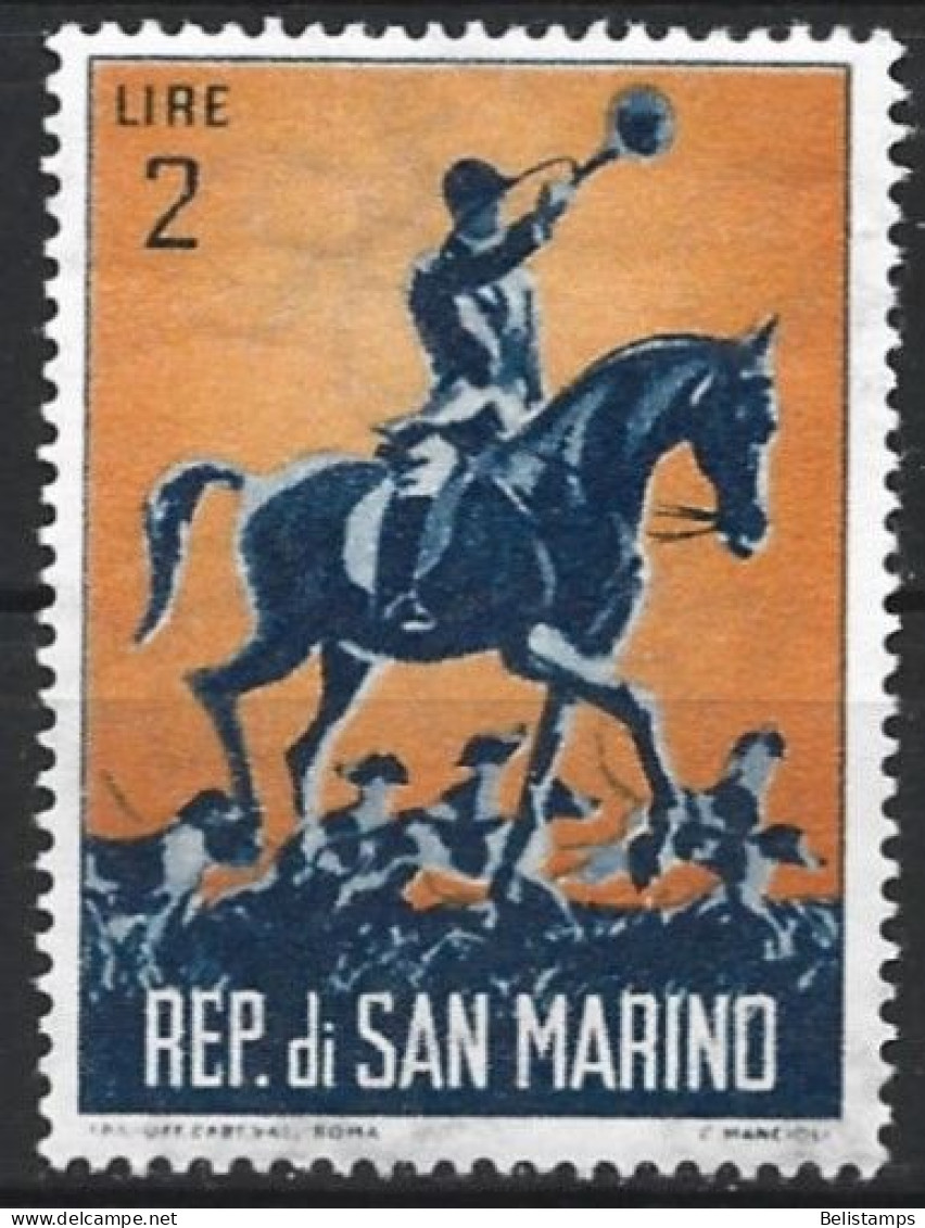 San Marino 1962. Scott #530 (M) Hound Master On Horseback - Neufs