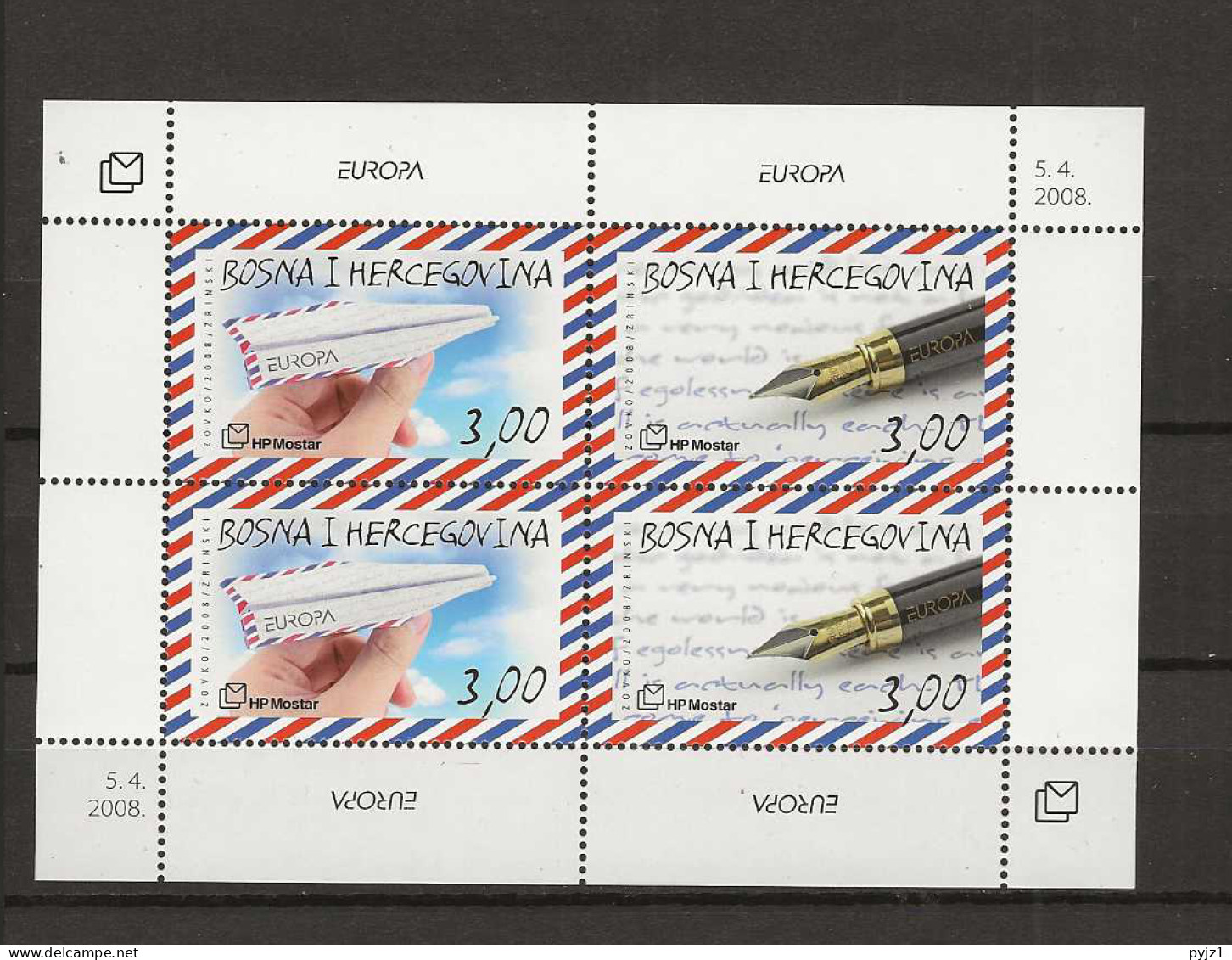 2008 MNH Bosnia Croatian Mail Block  Postfris** - 2008