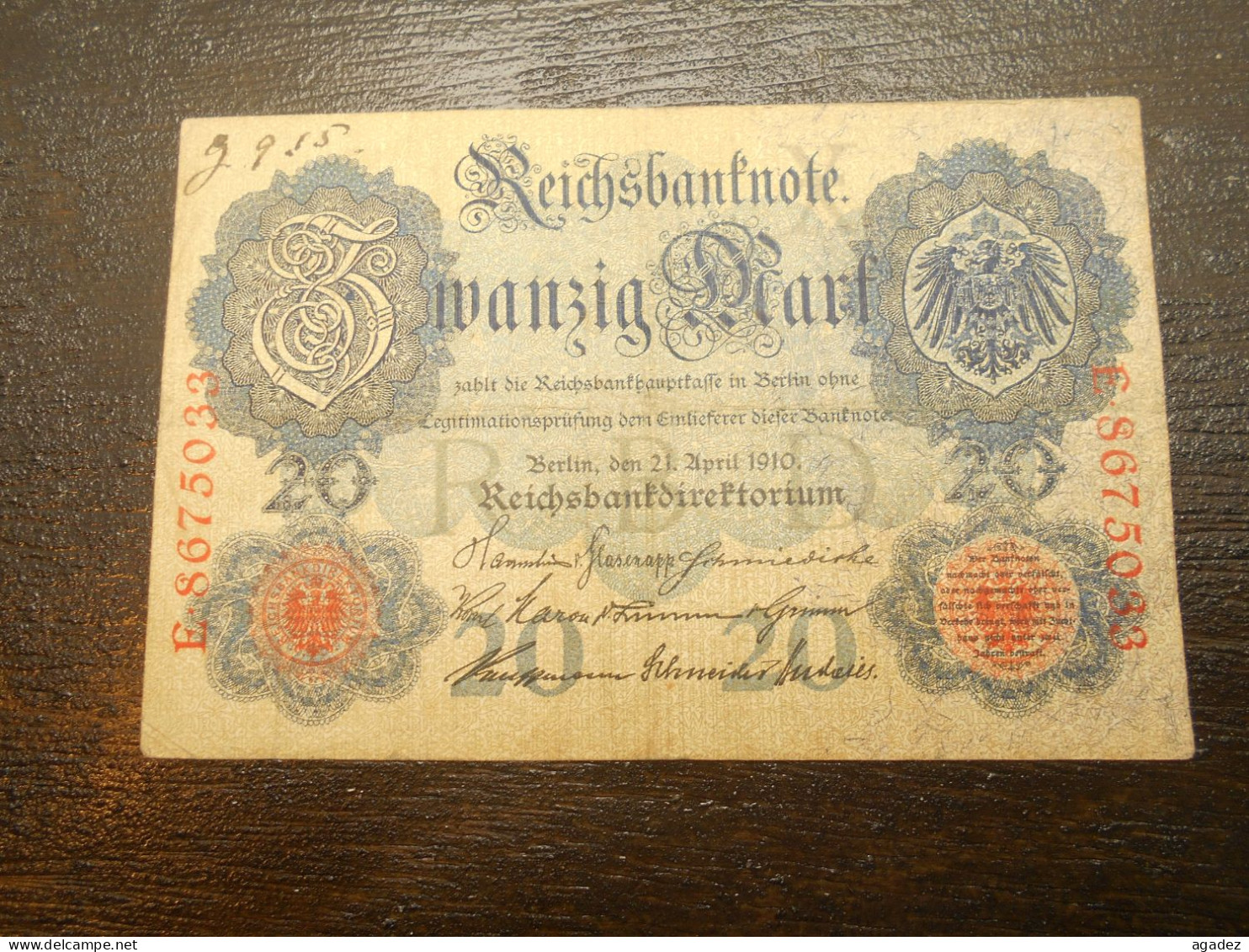 Ancien Billet 20 Mark  1910 - 20 Mark