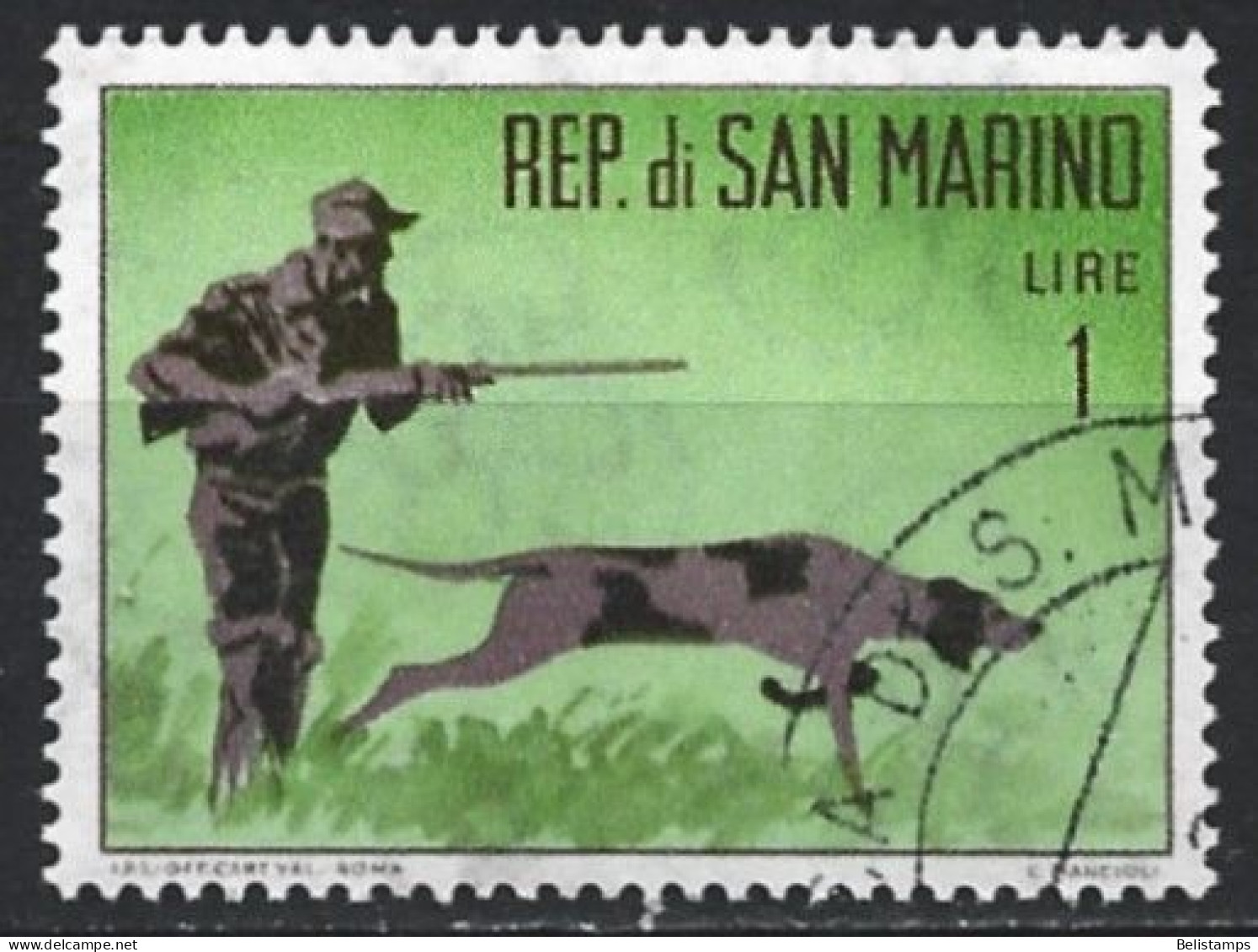 San Marino 1962. Scott 529 (U) Hunter With Dog - Usados