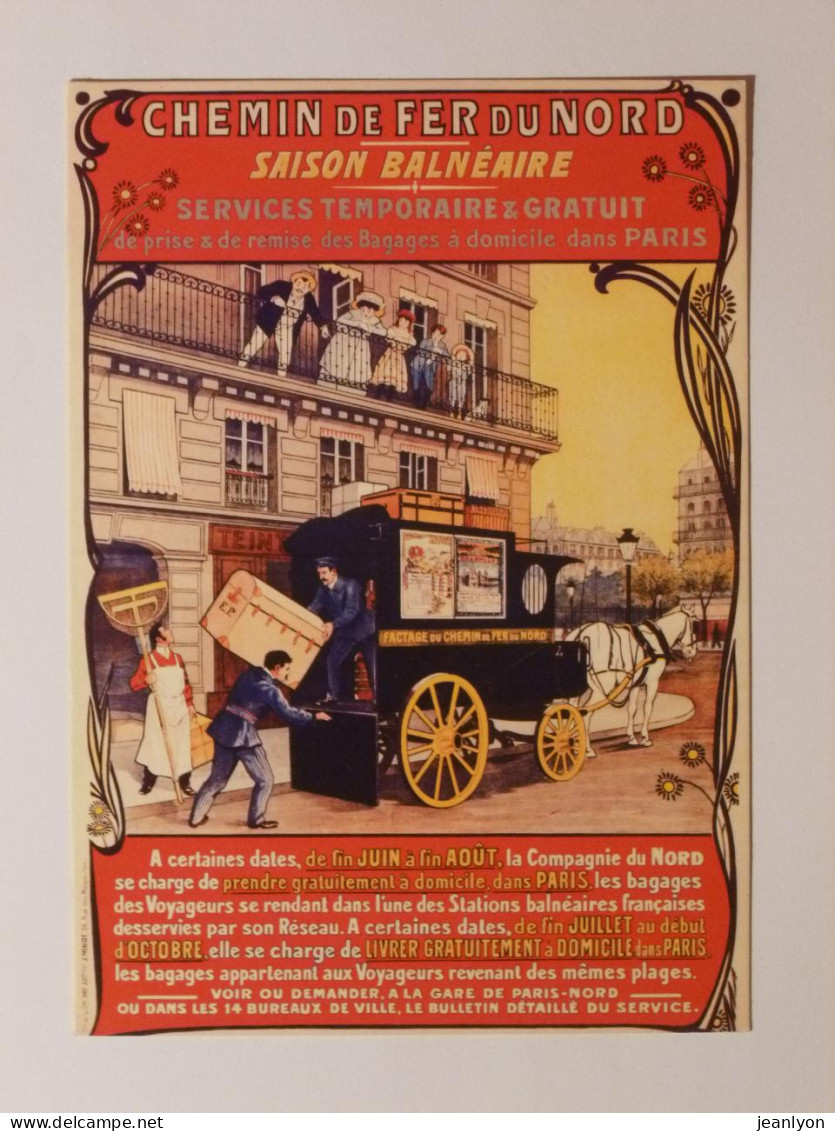 VOITURE A CHEVAL / FIACRE - Chemin De Fer Du Nord / Chargement Caisse - Carte Postale Moderne Reproduisant Affiche - Taxi & Carrozzelle