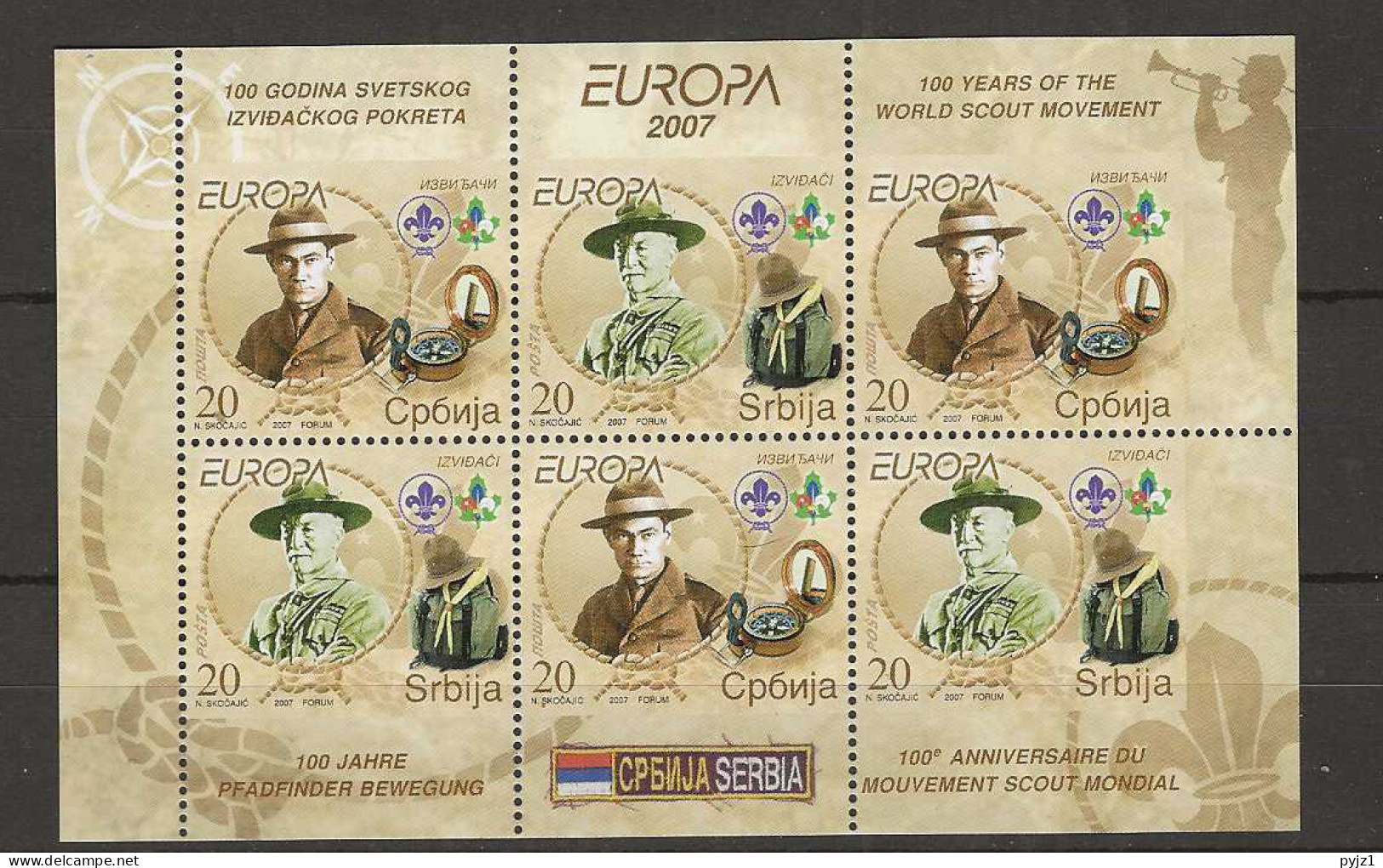 2007 MNH Serbia Booklet Pane  Postfris** - 2007