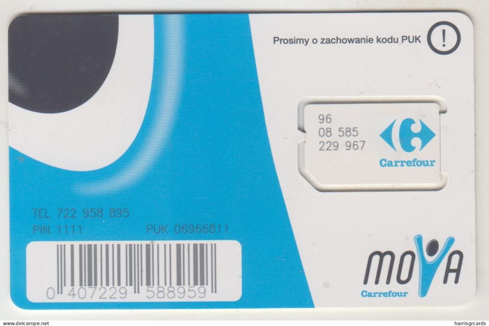 POLAND - Carrefour Mova GSM Card, Mint - Poland