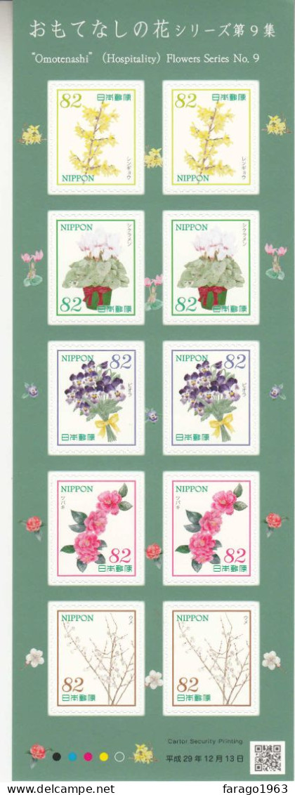 2017 Japan Hospitality Flowers Miniature Sheet Of 10 MNH @ BELOW FACE VALUE - Unused Stamps