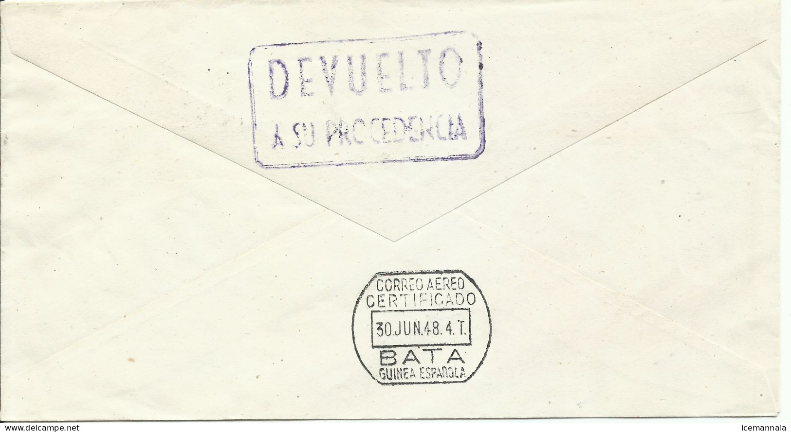 ESPAÑA,  SOBRE  AEREO , AÑO 1948 - Storia Postale