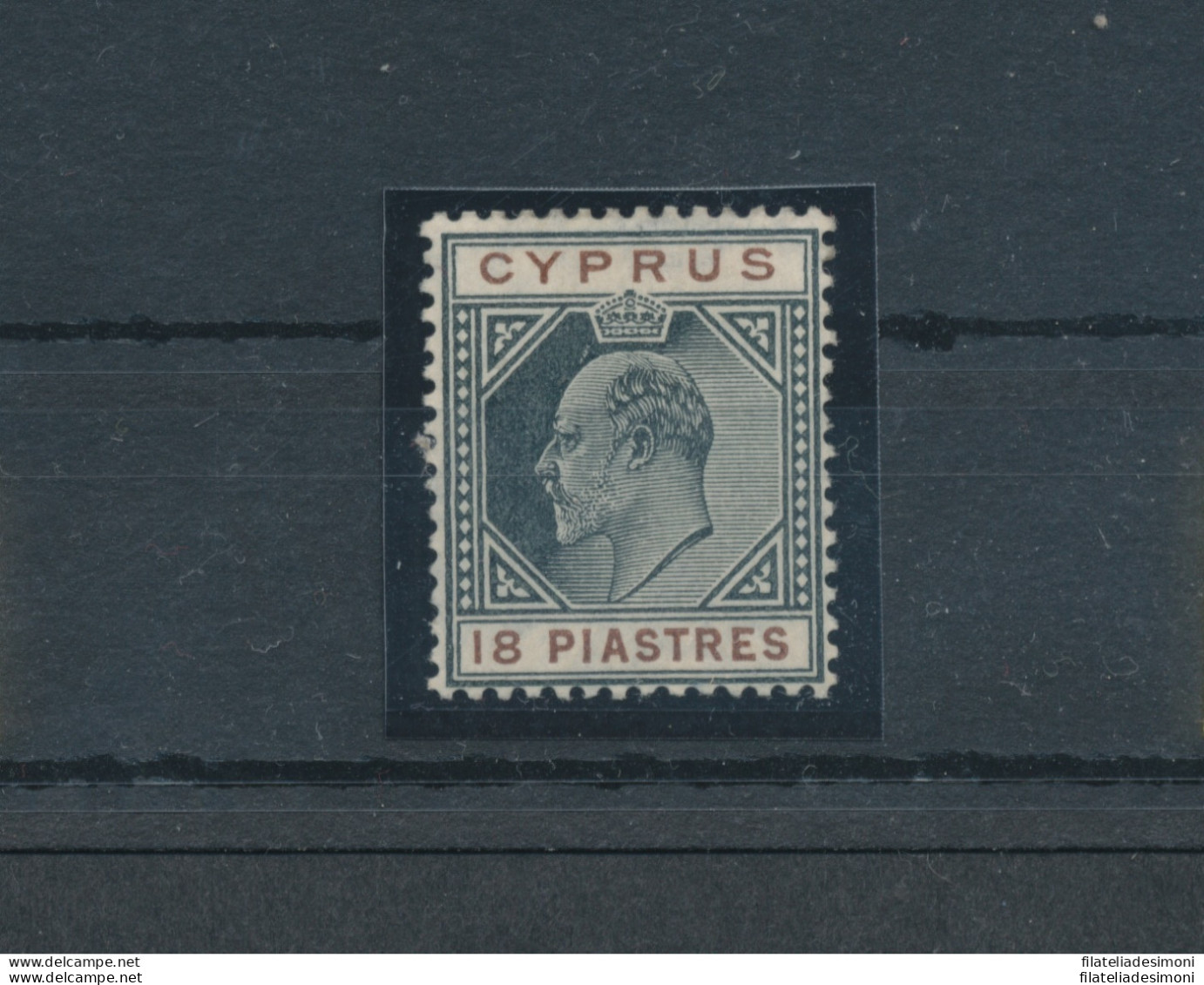 1904-10 Cipro, Stanley Gibbons N. 70 - 18 Piastre Black And Brown - MH* - Sonstige & Ohne Zuordnung