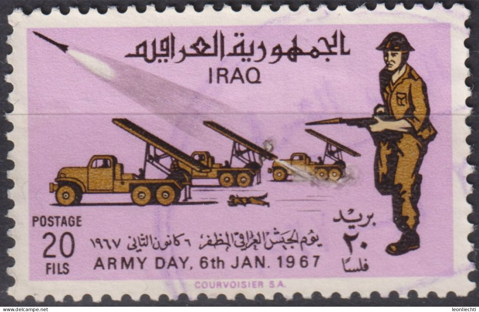 1967 Irak ° Mi:IQ 473, Sn:IQ 426, Yt:IQ 461,Missile Batteries On Trucks, Infantry, Army Day - Iraq