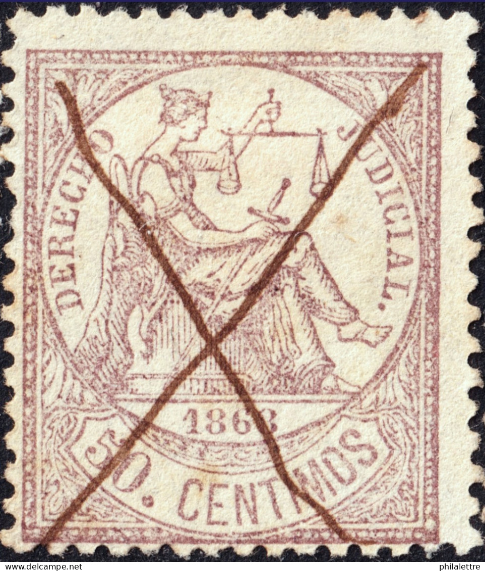 ESPAGNE / ESPANA - COLONIAS (Cuba Y Puerto Rico) 1868 Sello Fiscal "DERECHO JUDICIAL" 50c Lila - Inutilizado A Pluma - Kuba (1874-1898)