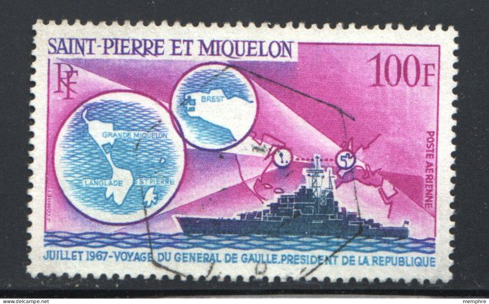 1967  Croiseur Colbert Et Carte Des Iles Yv 39  Oblitéré - Used Stamps