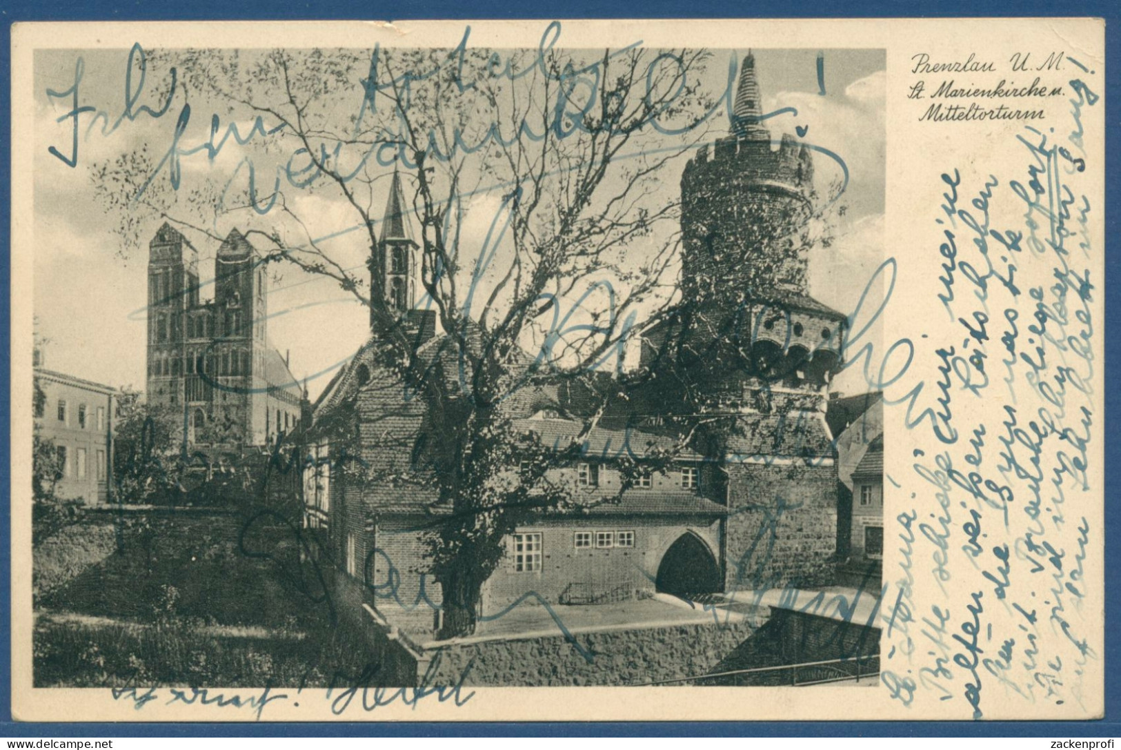 Prenzlau Marienkirche Und Mitteltorturm, Gelaufen 1936 (AK2924) - Prenzlau