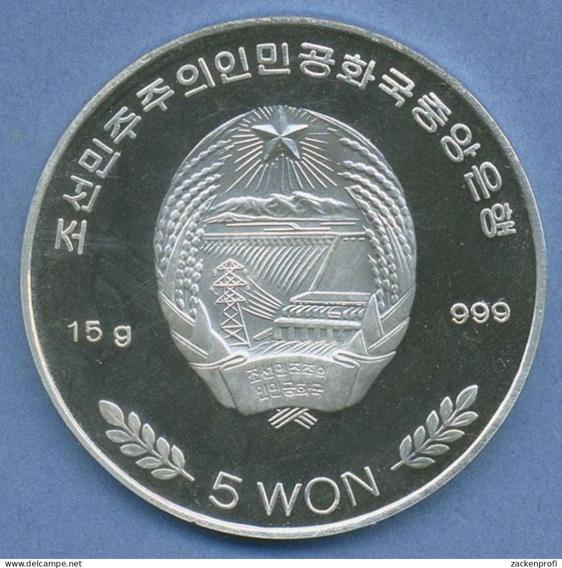 Korea Nord 5 Won 2001 Tierschutz Pandabären, Silber, KM 782 PP (m4635) - Korea (Nord-)