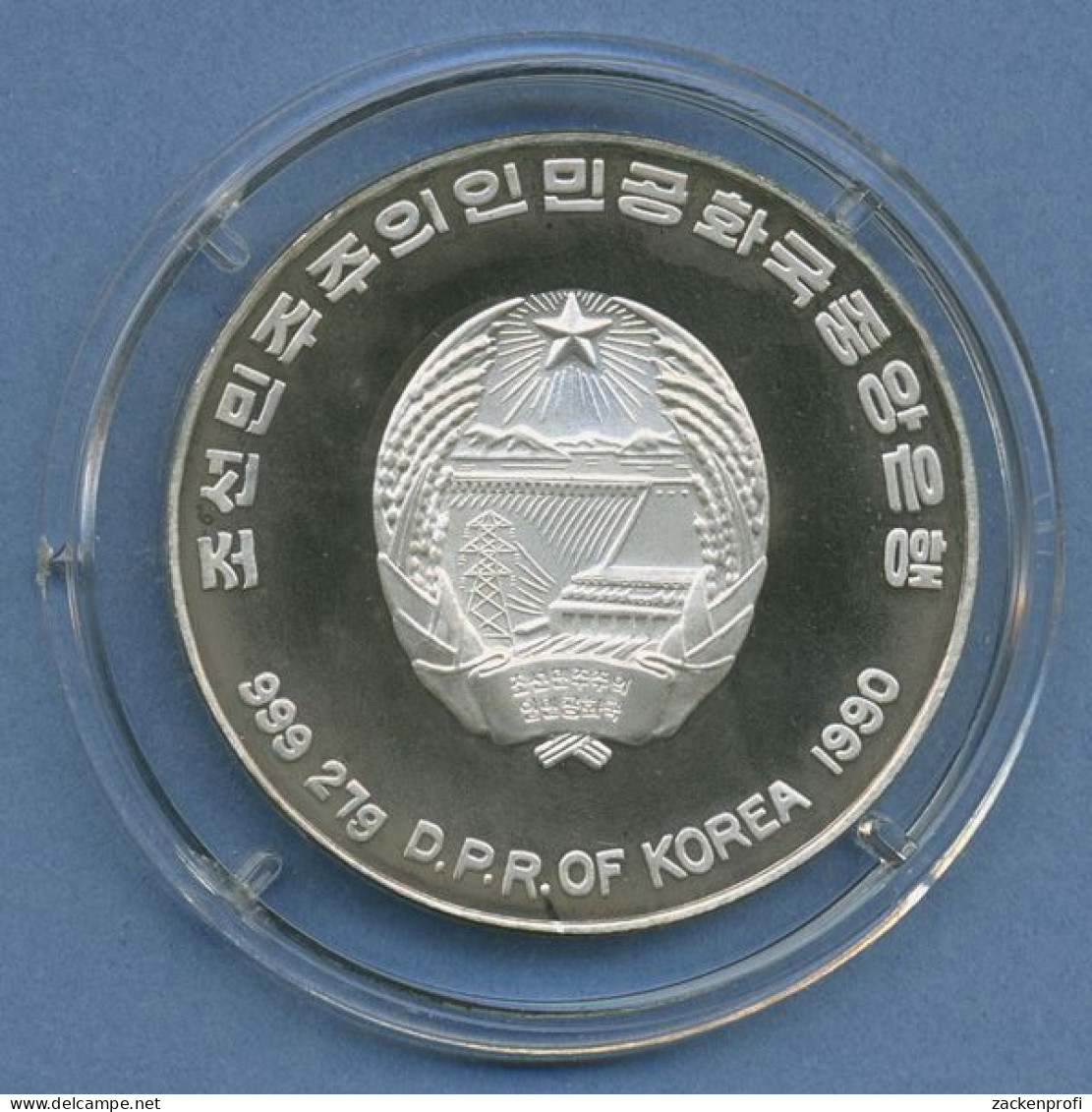 Korea Nord 500 Won 1990 Olympia Tischtennis, Silber, KM 40 PP In Kapsel (m4604) - Corea Del Norte
