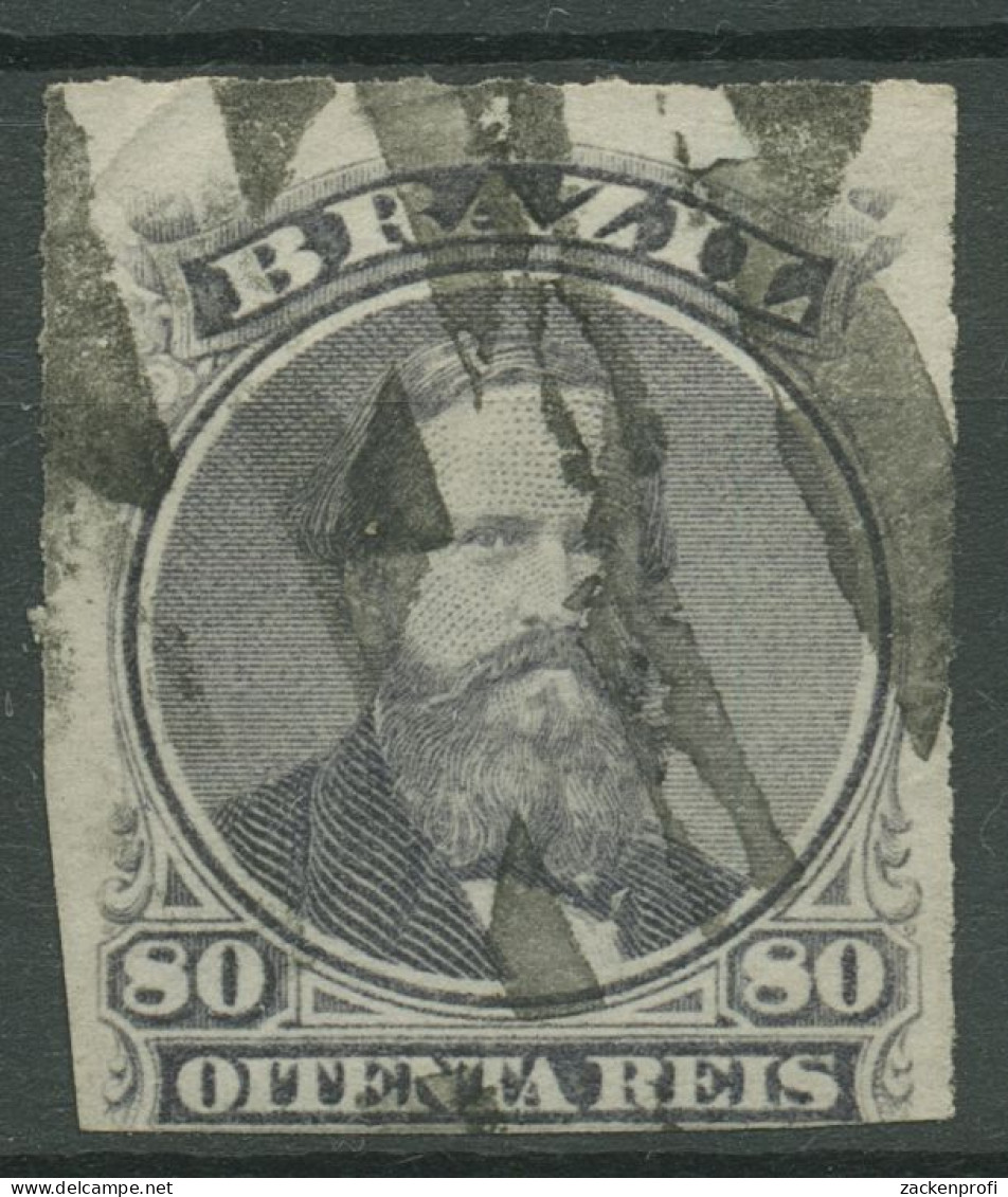 Brasilien 1876 Kaiser Pedro II. 33 Kleine Fehler Gestempelt - Gebraucht