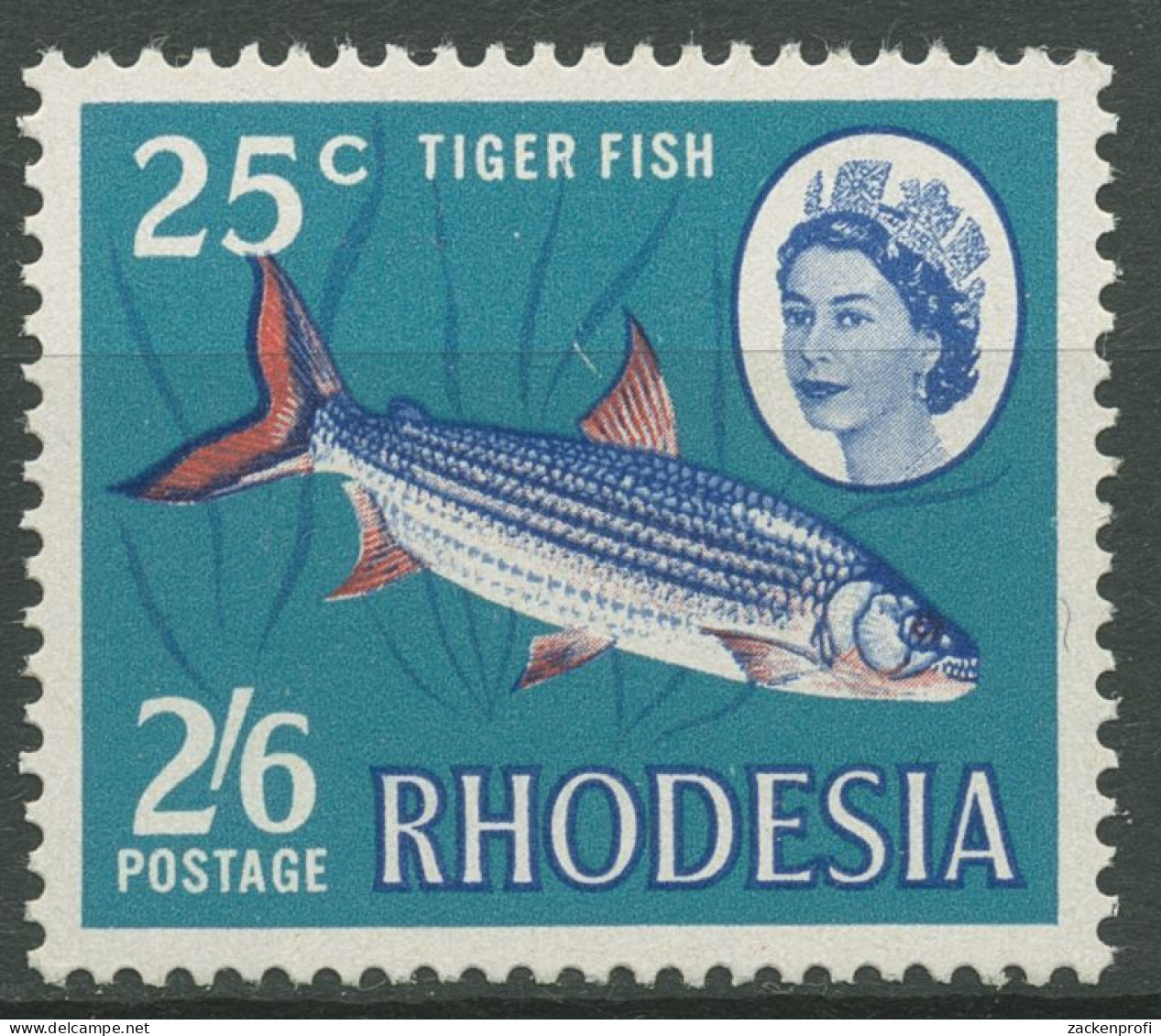 Rhodesien 1968 Fisch Tigersalmler Mit Neuem Wertaufdruck 78 Postfrisch - Rhodésie (1964-1980)