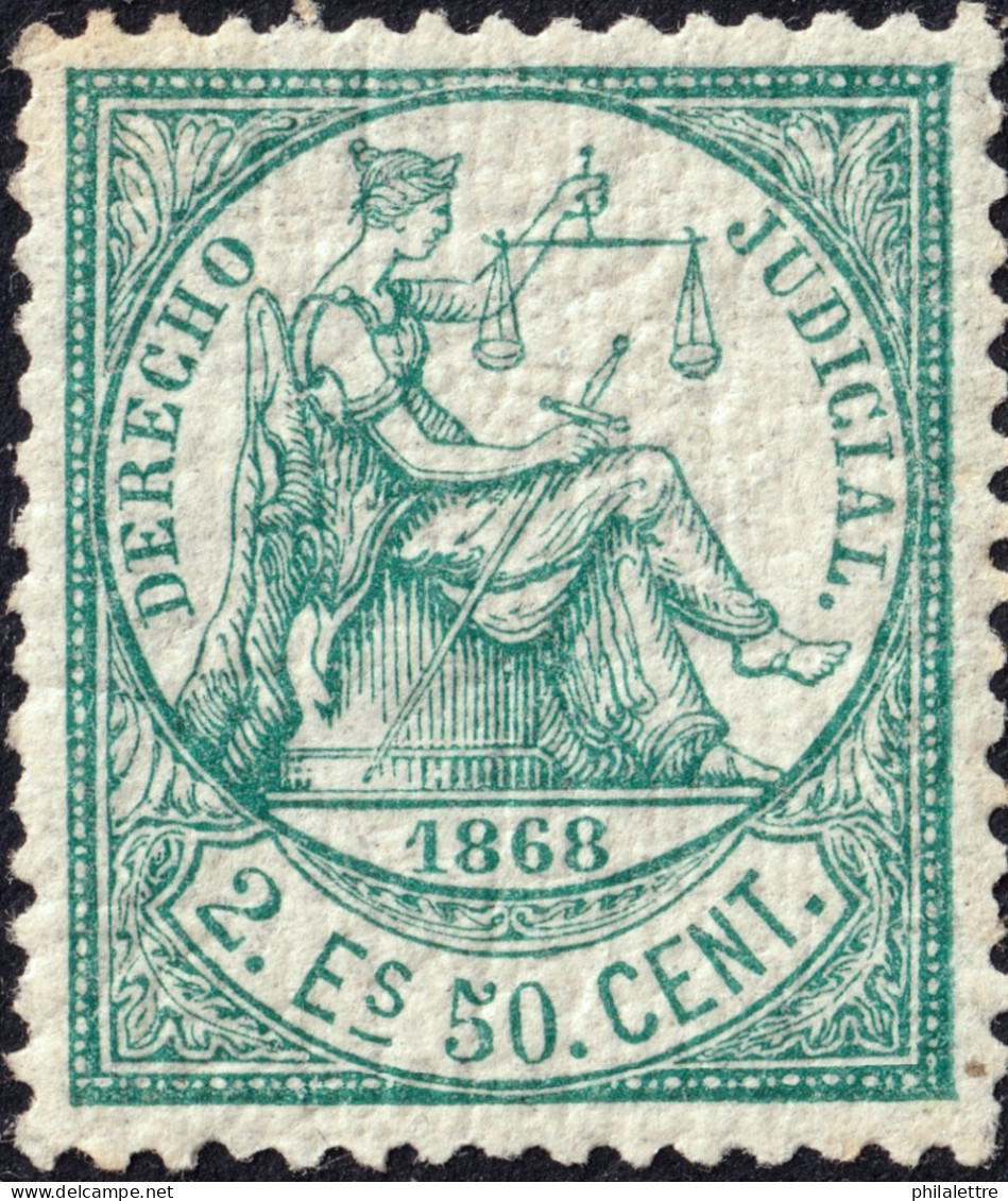 ESPAGNE / ESPANA - COLONIAS (Cuba Y Puerto Rico) 1868 Sello Fiscal "DERECHO JUDICIAL" 2E50c Verde - Nuevo - Cuba (1874-1898)