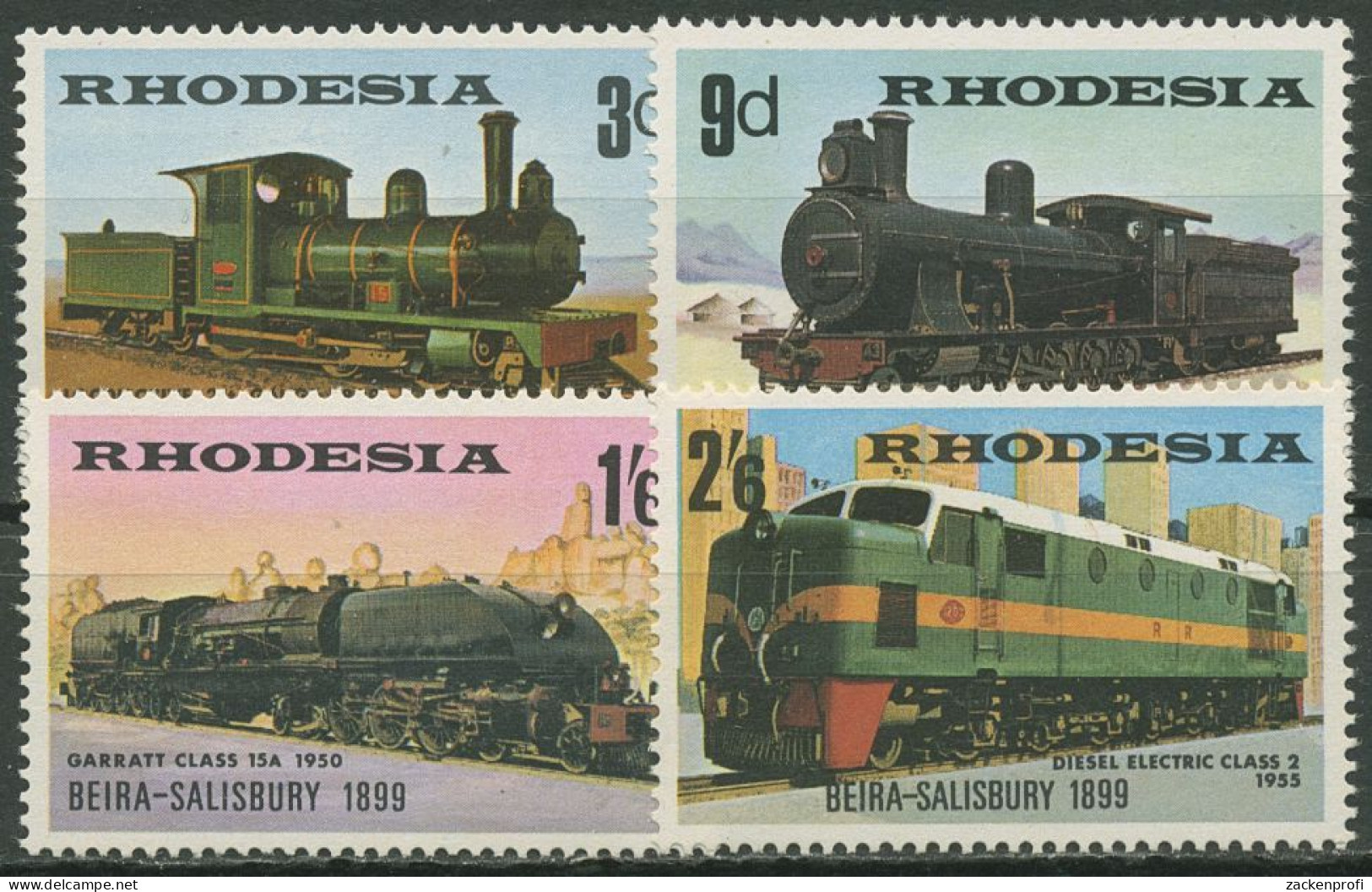 Rhodesien 1969 Eisenbahnlinie Beira-Salesbury Lokomotiven 80/83 Postfrisch - Rhodésie (1964-1980)