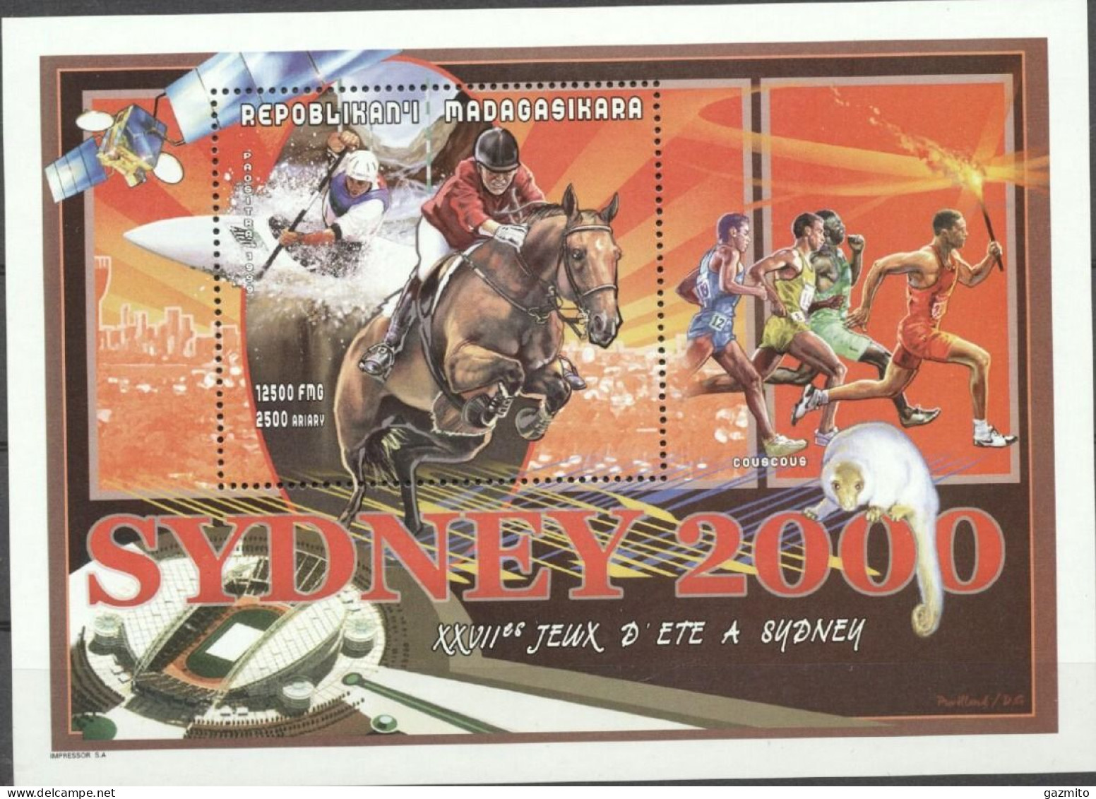 Madagascar 2000, Olympic Games In Sidney, Horse Race, Rowing, Running, BF - Ete 2000: Sydney