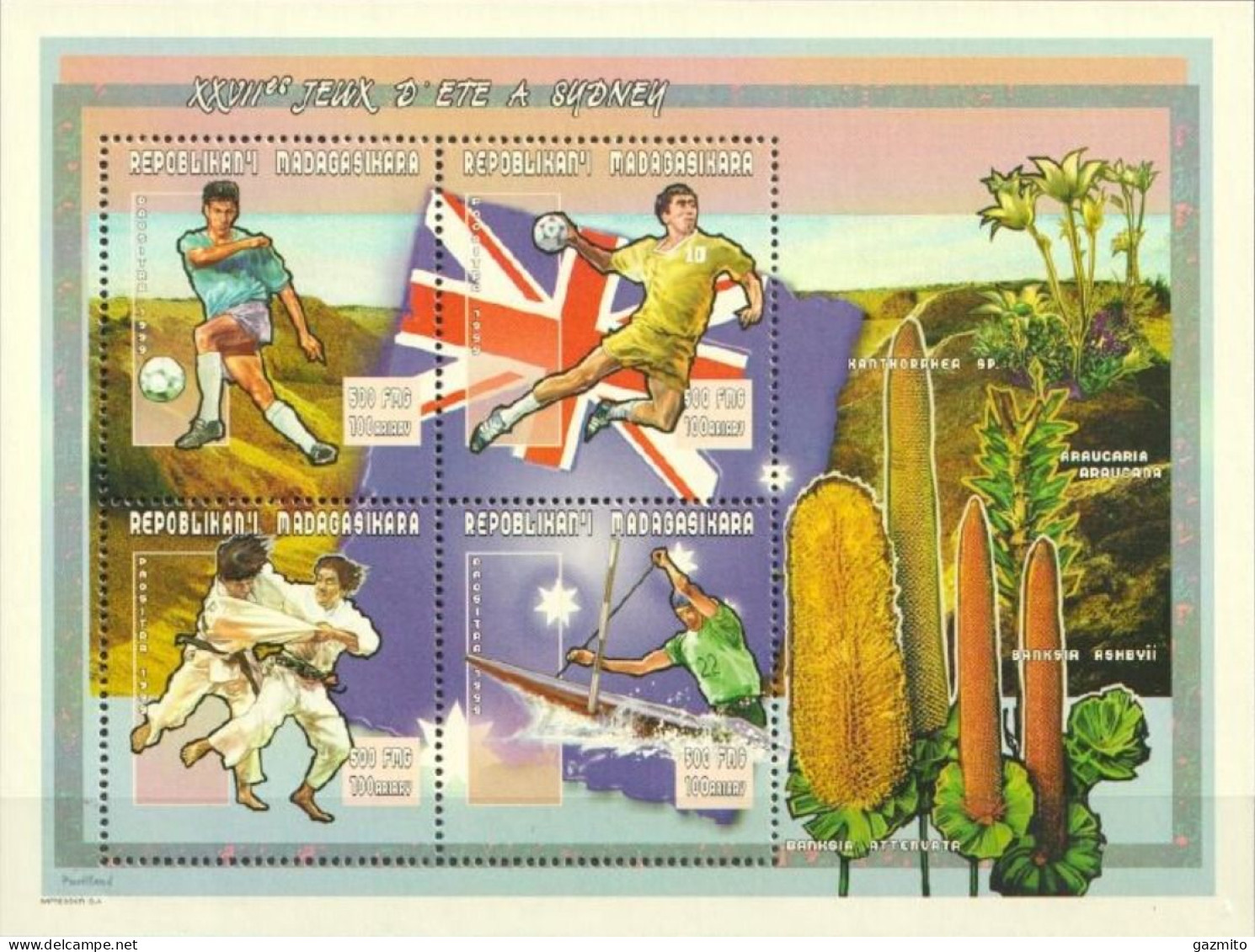 Madagascar 2000, Olympic Games In Sidney, Football, Handball, Judo, Rowing, 4val In BF - Aviron