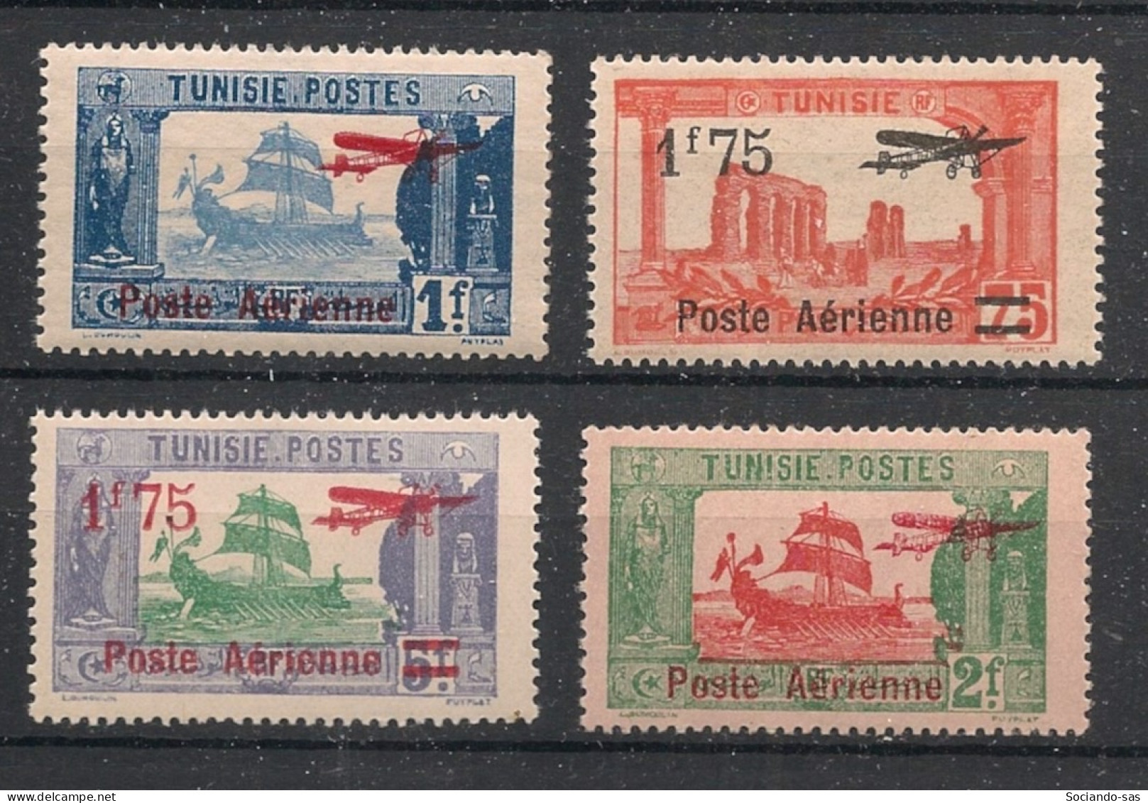 TUNISIE - 1927 - Poste Aérienne PA N°YT. 3 à 6 - Série Complète - Neuf* / MH VF - Luftpost