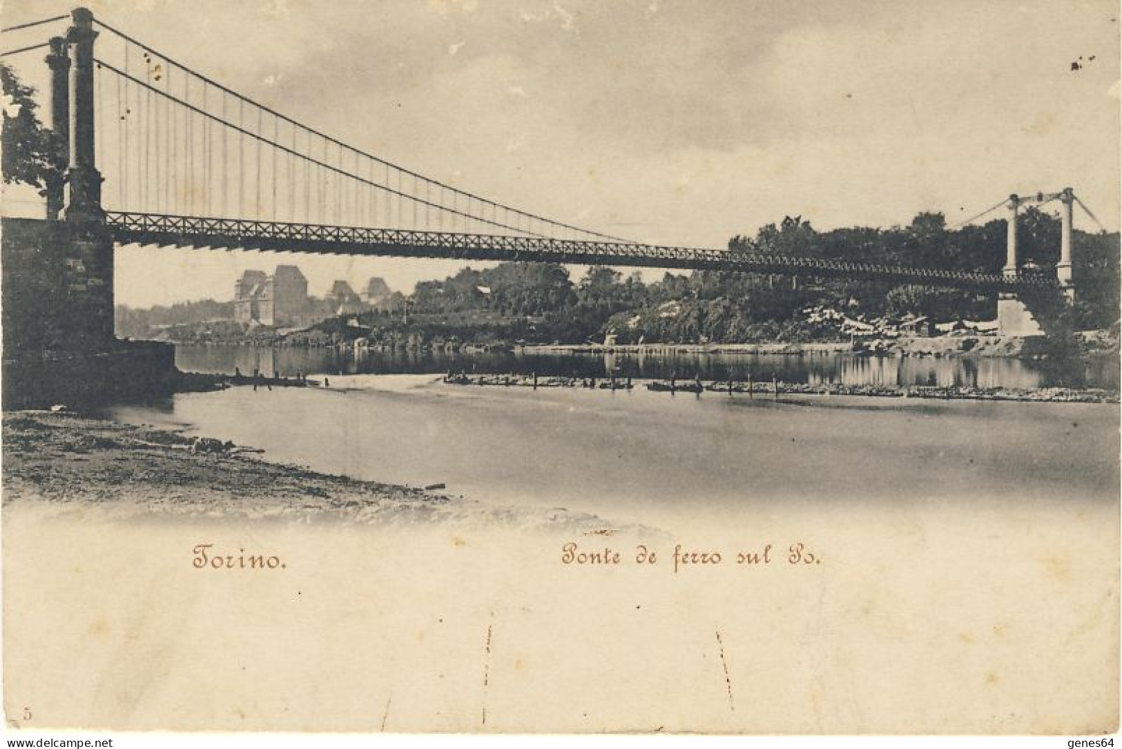 Ponte Di Ferro Sul Po - Cartolina Nuova Di Inizio 900' (2 Immagini) - Ponts