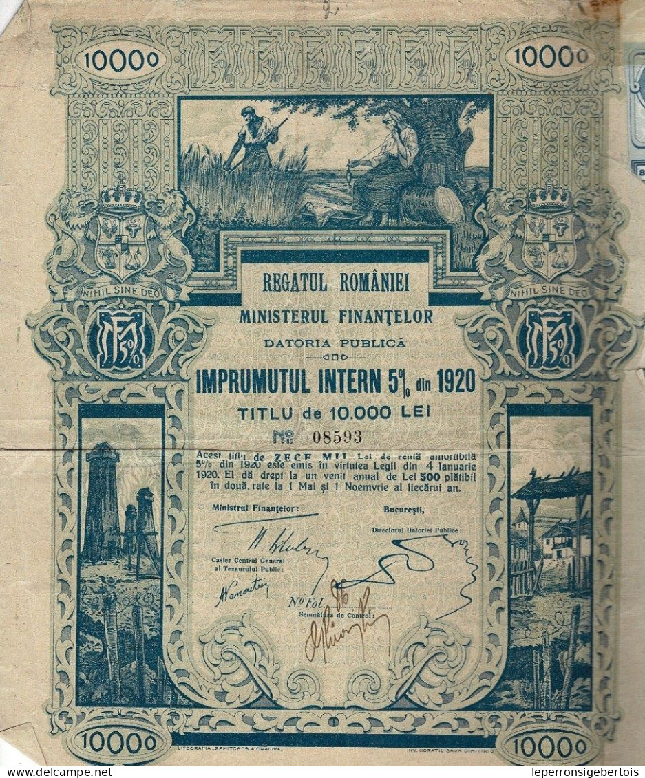 1920 - Regatul Romaniei Ministerul Finantelor Datoria Publica Imprumutul Intern. 5 % Din 1920 - Déco - A - C