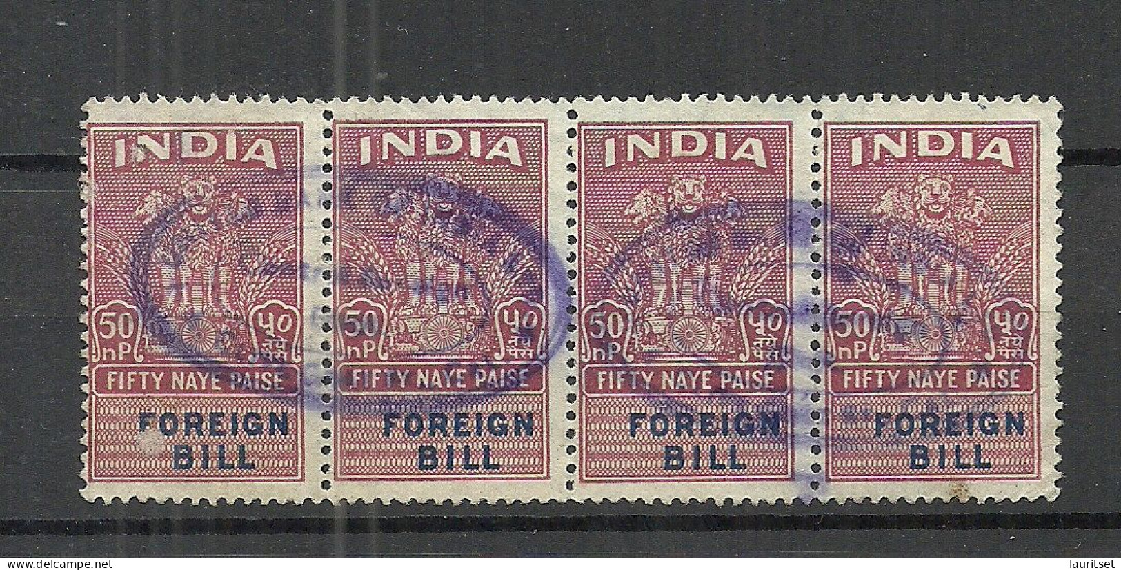 INDIA Foreign Bill Revenue Tax 50 NP As 4-stripe O - Official Stamps