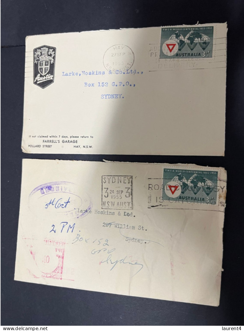 16-2-2024 (4 X 24) Australia Cover X 2 - 1950's (with Advertising) - Lettres & Documents