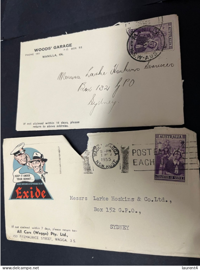 16-2-2024 (4 X 24) Australia Cover X 2 - 1950's (with Advertising) - Lettres & Documents