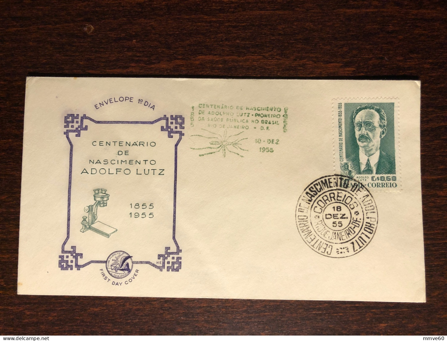 BRAZIL FDC COVER 1955 YEAR A. LUTZ MALARIA HEALTH MEDICINE STAMPS - Covers & Documents