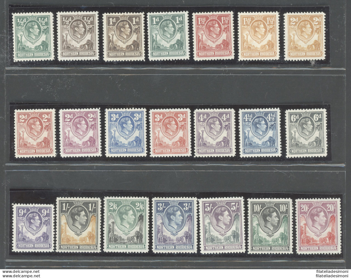 1938-52 Northern Rhodesia, Stanley Gibbons N. 25/45, Serie Di 21 Valori - MNH** - Autres & Non Classés