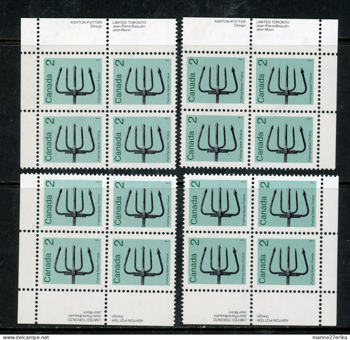 Canada MNH 1982-87 Plate Blocks  Low Value  Artifact Definitives - Neufs