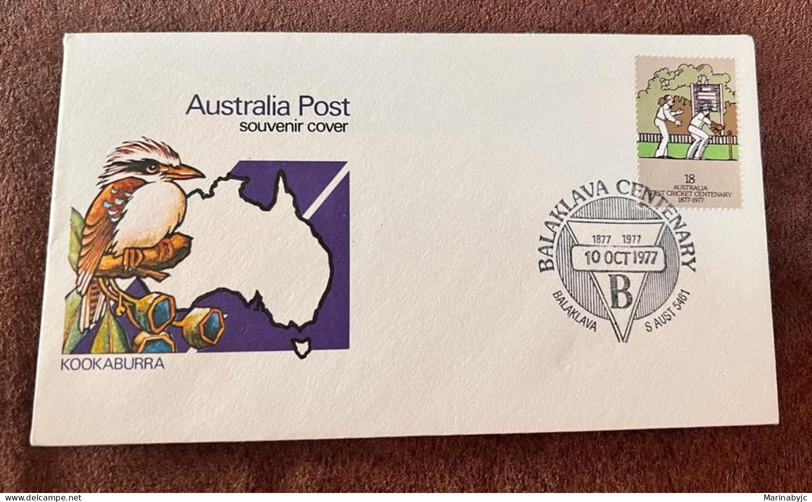 D)1977, AUSTRALIA, FIRST DAY OF ISSUE COVER, SOUVENIR COVER OF AUTRALIA, BIRD, WITH STAMP I CENTENARY OF THE FIRST CRICK - Altri & Non Classificati