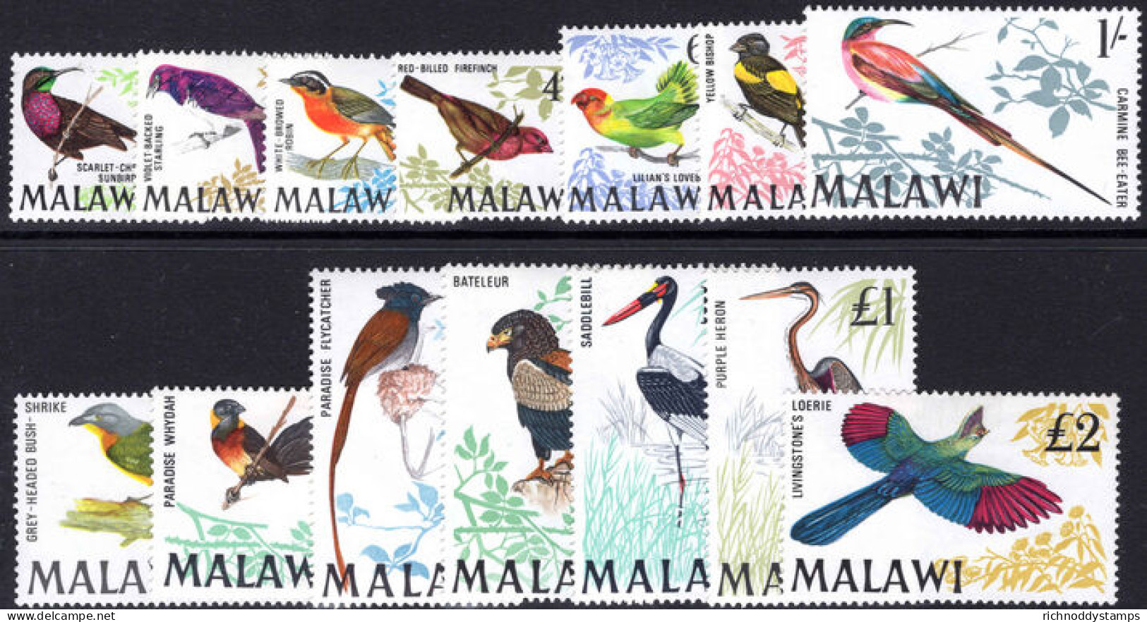 Malawi 1968 Birds Lightly Mounted Mint. - Malawi (1964-...)
