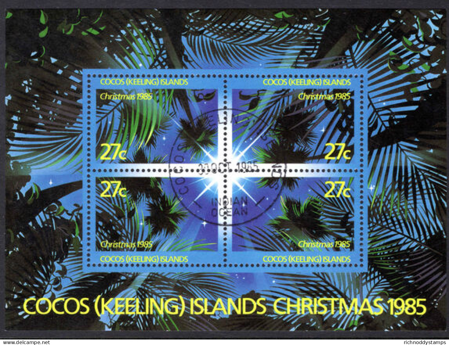 Cocos (Keeling) Islands 1985 Christmas Souvenir Sheet Fine Used. - Cocos (Keeling) Islands