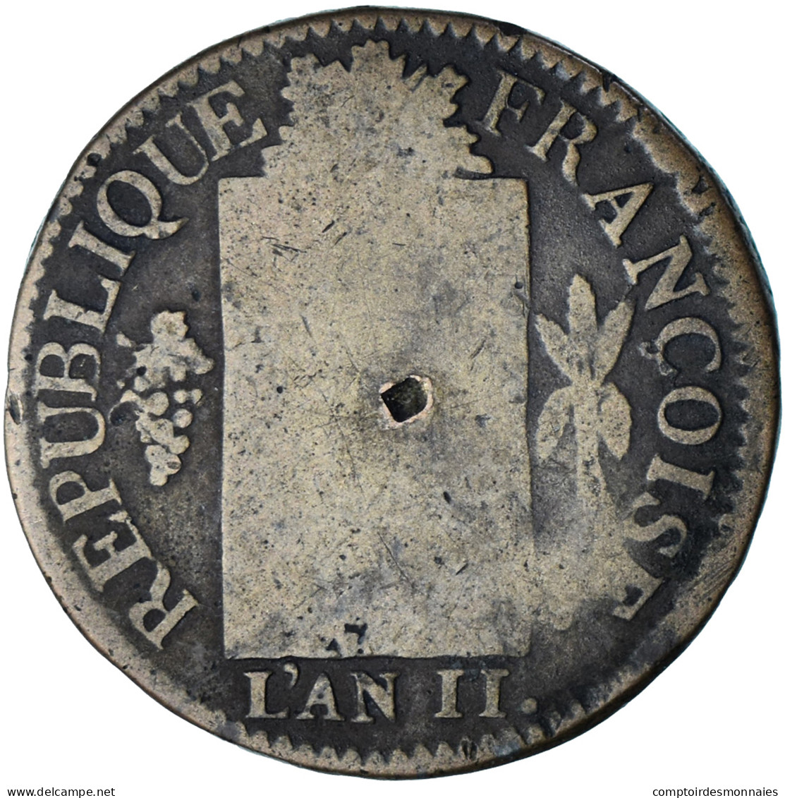 France, Sol Aux Balances, 1793 - AN II, Strasbourg, Cuivre, B+, Gadoury:19 - Autres & Non Classés