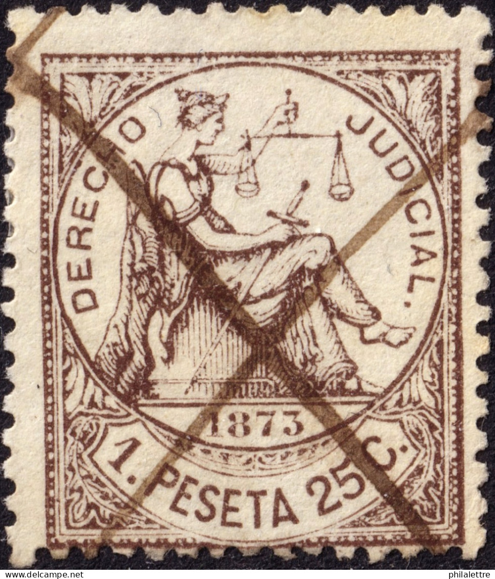 ESPAGNE / ESPANA - COLONIAS (Cuba Y Puerto Rico) 1873 Sello Fiscal "DERECHO JUDICIAL" 1P25c Castaño -Inutilizado A Pluma - Cuba (1874-1898)