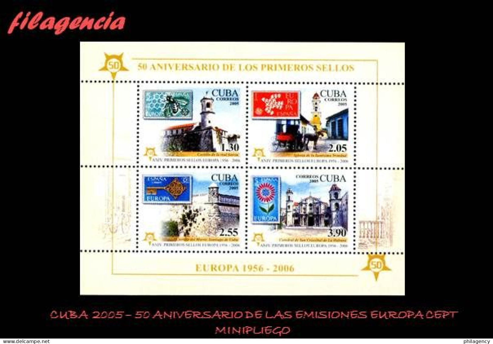 CUBA MINT. 2005-33 CINCUENTENARIO DE LAS EMISIONES EUROPA CEPT. VERSIÓN DENTADA. HOJA BLOQUE - Nuevos