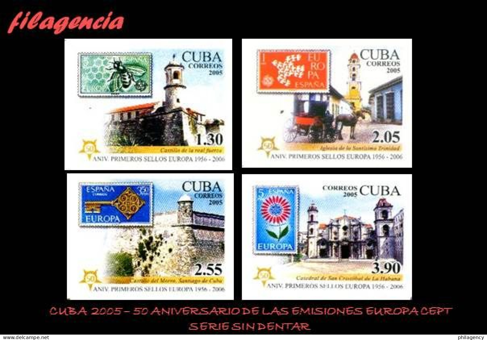 CUBA MINT. 2005-33 CINCUENTENARIO DE LAS EMISIONES EUROPA CEPT. VERSIÓN SIN DENTAR - Nuevos