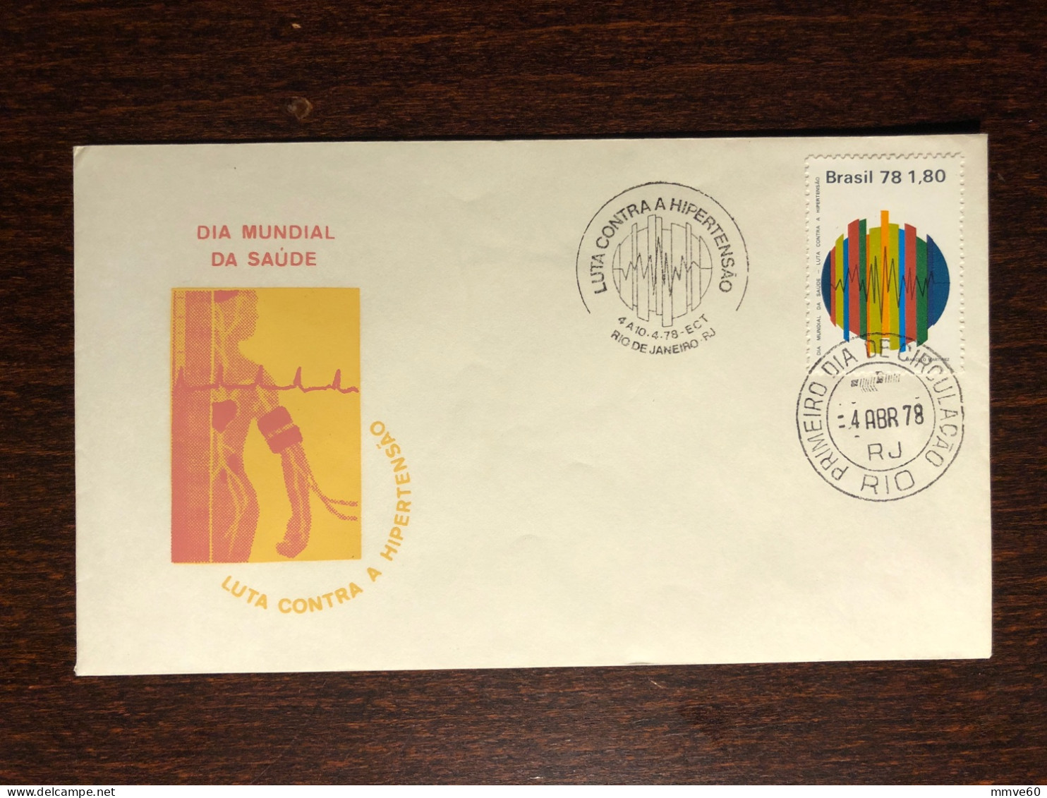 BRAZIL FDC COVER 1978 YEAR BLOOD PRESSURE HYPERTENSION HEALTH MEDICINE STAMPS - Covers & Documents