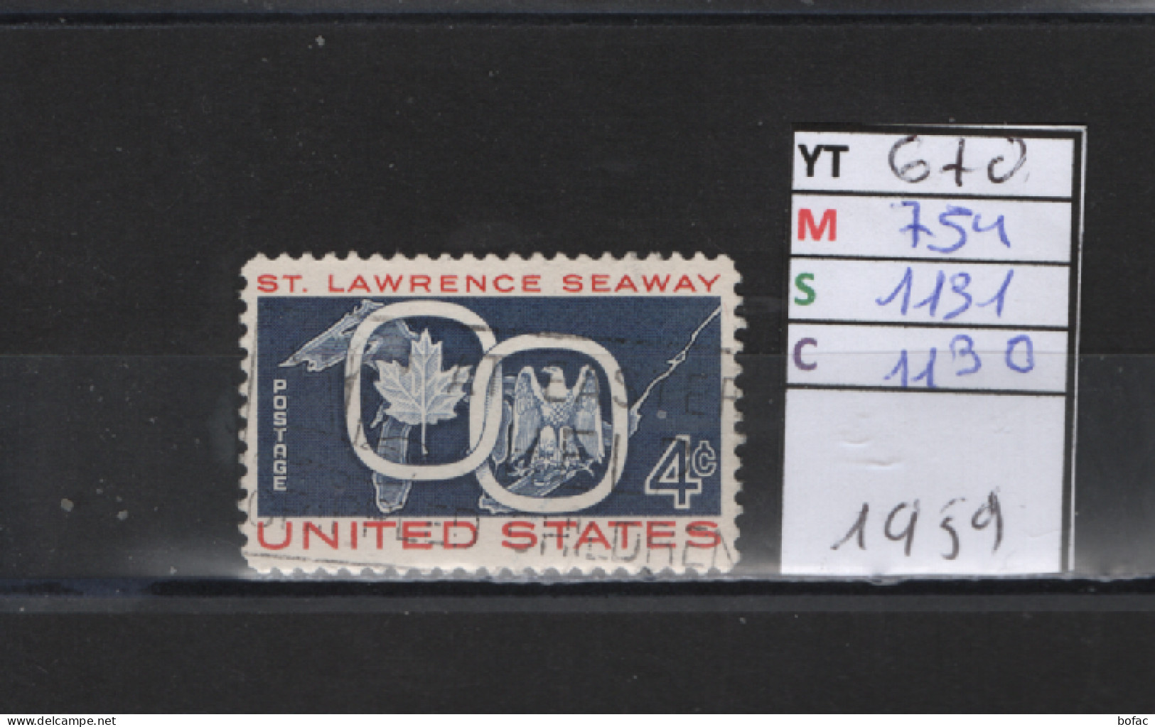 PRIX FIXE Obl  670 YT MIC SCO GIB Lawrence Seaway Voie Maritime Du Saint Laurent 1959  58A/08 - Used Stamps