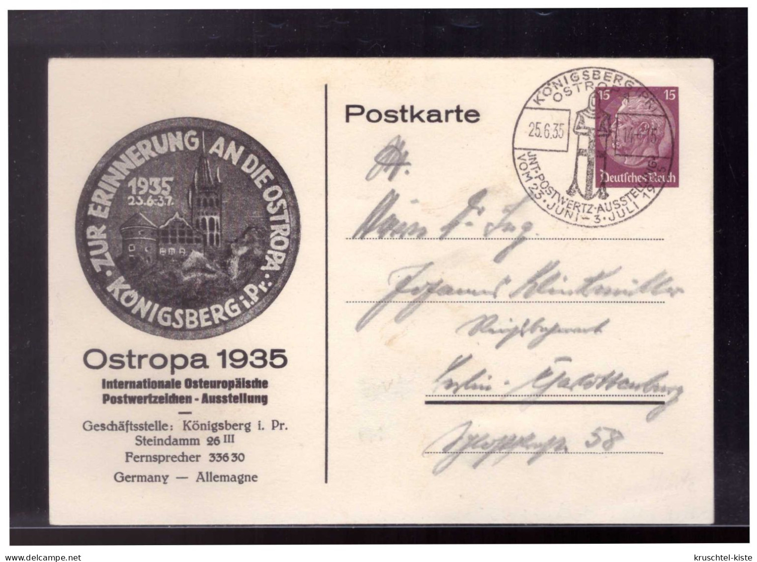 DT- Reich (023795) Privat Ganzsache PP131/ C2 Königsberg, Ostropa 1935, Mit SST Vom 26.6.1935 - Interi Postali Privati