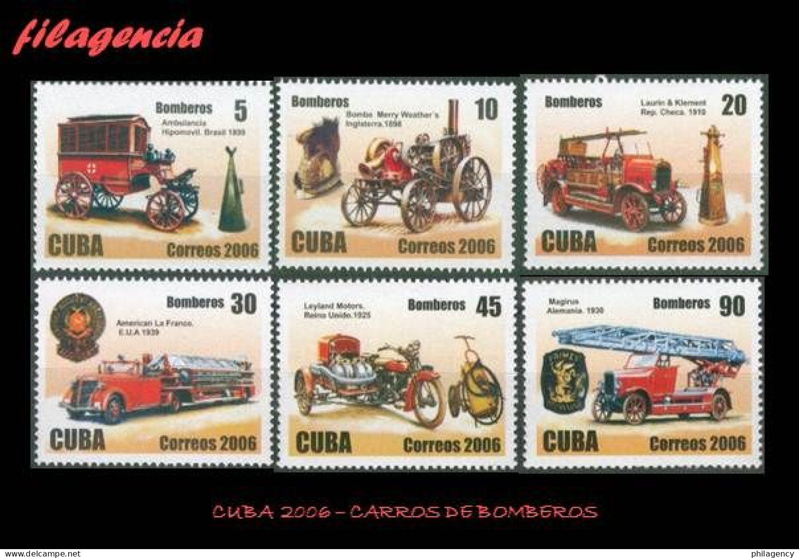 CUBA MINT. 2006-30 ANTIGUOS CARROS DE BOMBEROS - Nuevos
